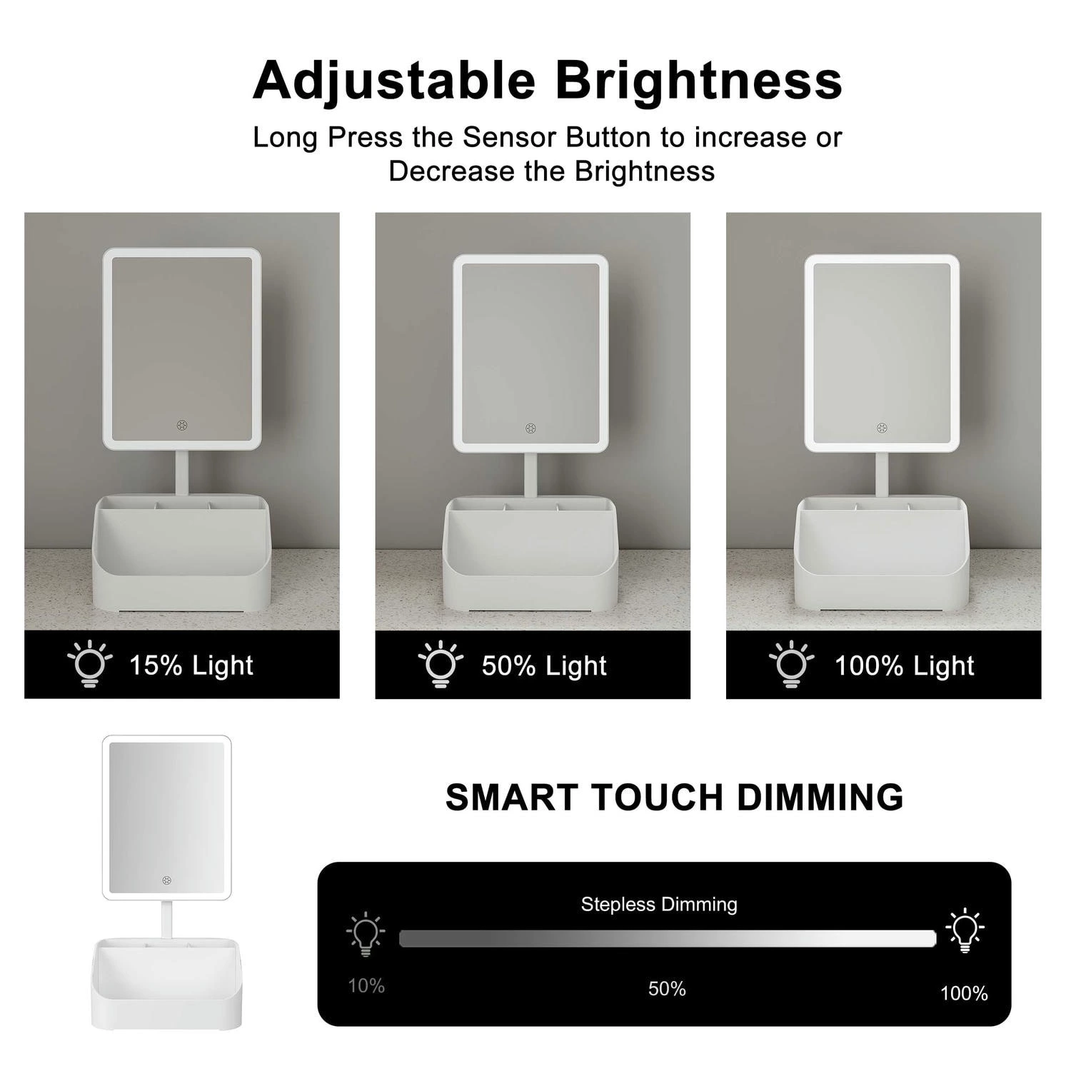 Make-upspiegel met opbergruimte