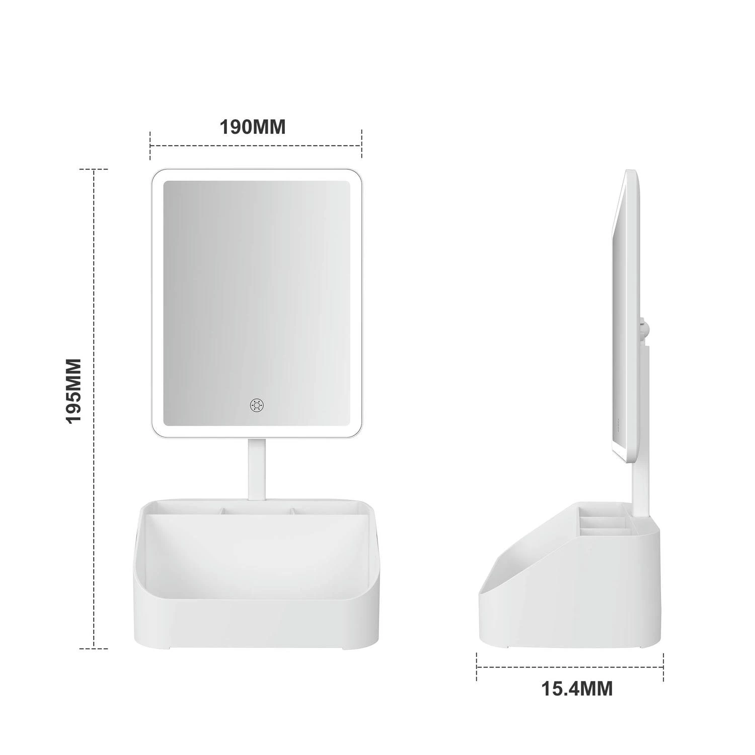 Make-upspiegel met opbergruimte