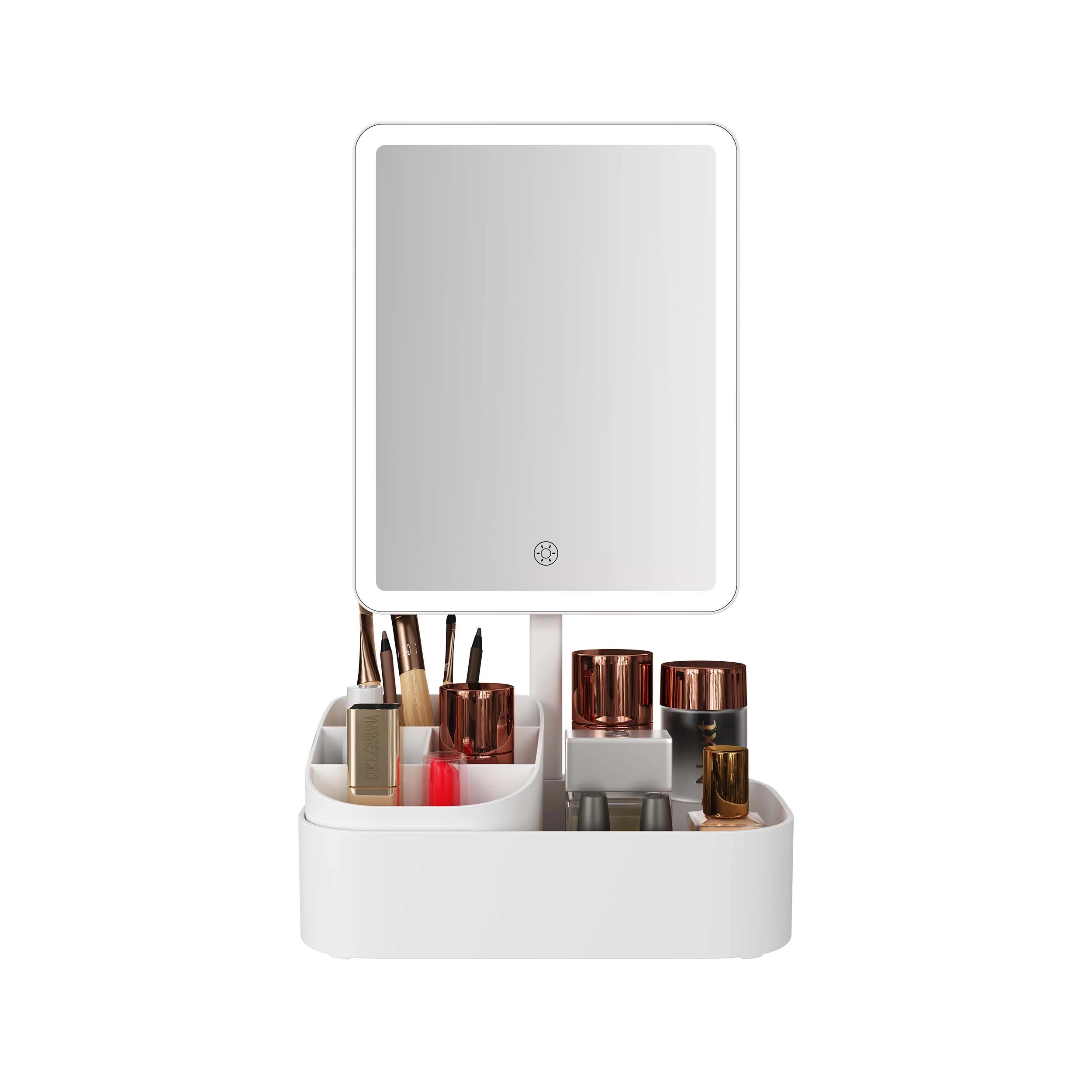 Miroir de maquillage LED avec rangement