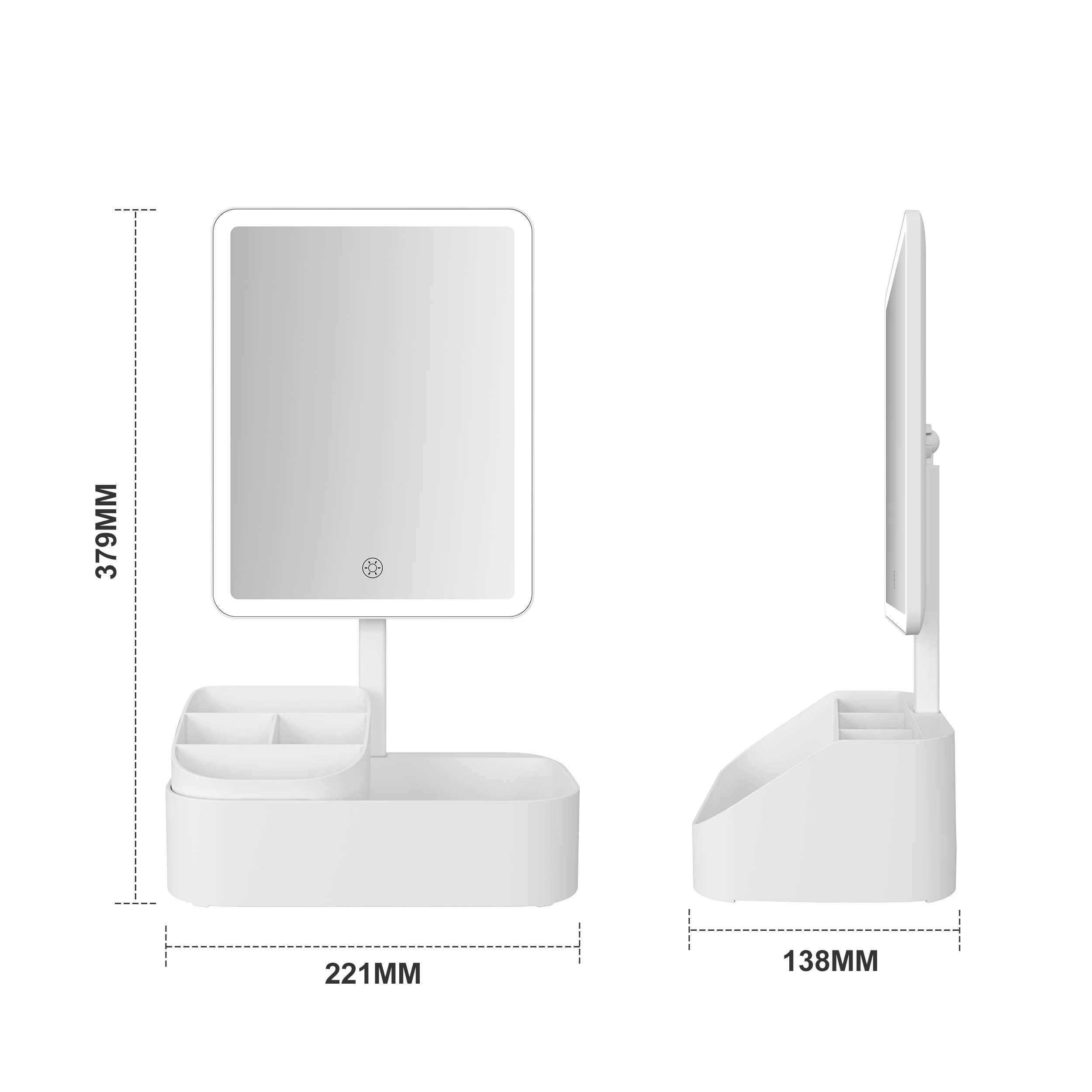 LED Makeup Mirror With Storage