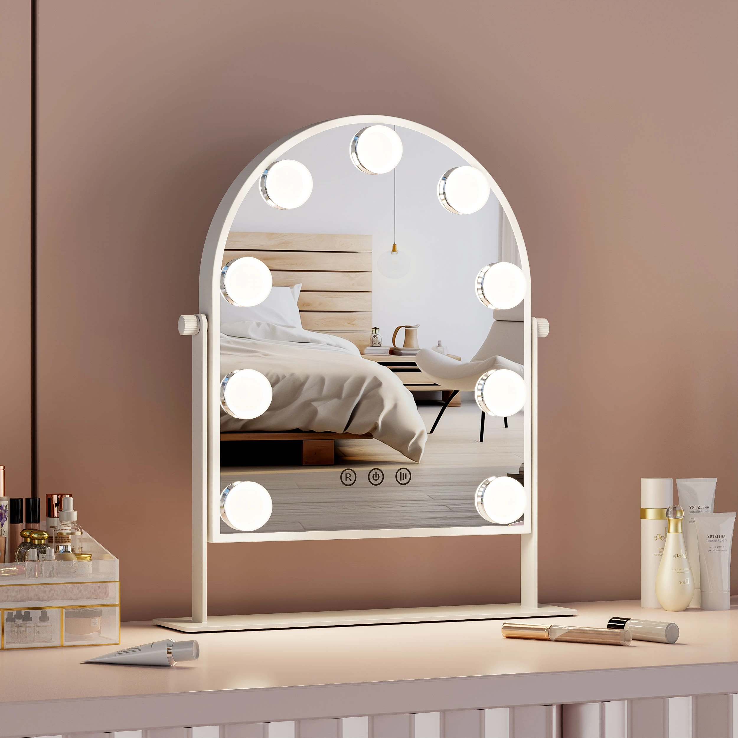 Miroir de coiffeuse Hollywood avec lumières