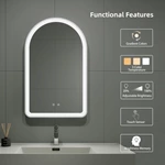 Miroir de salle de bain arqué à LED