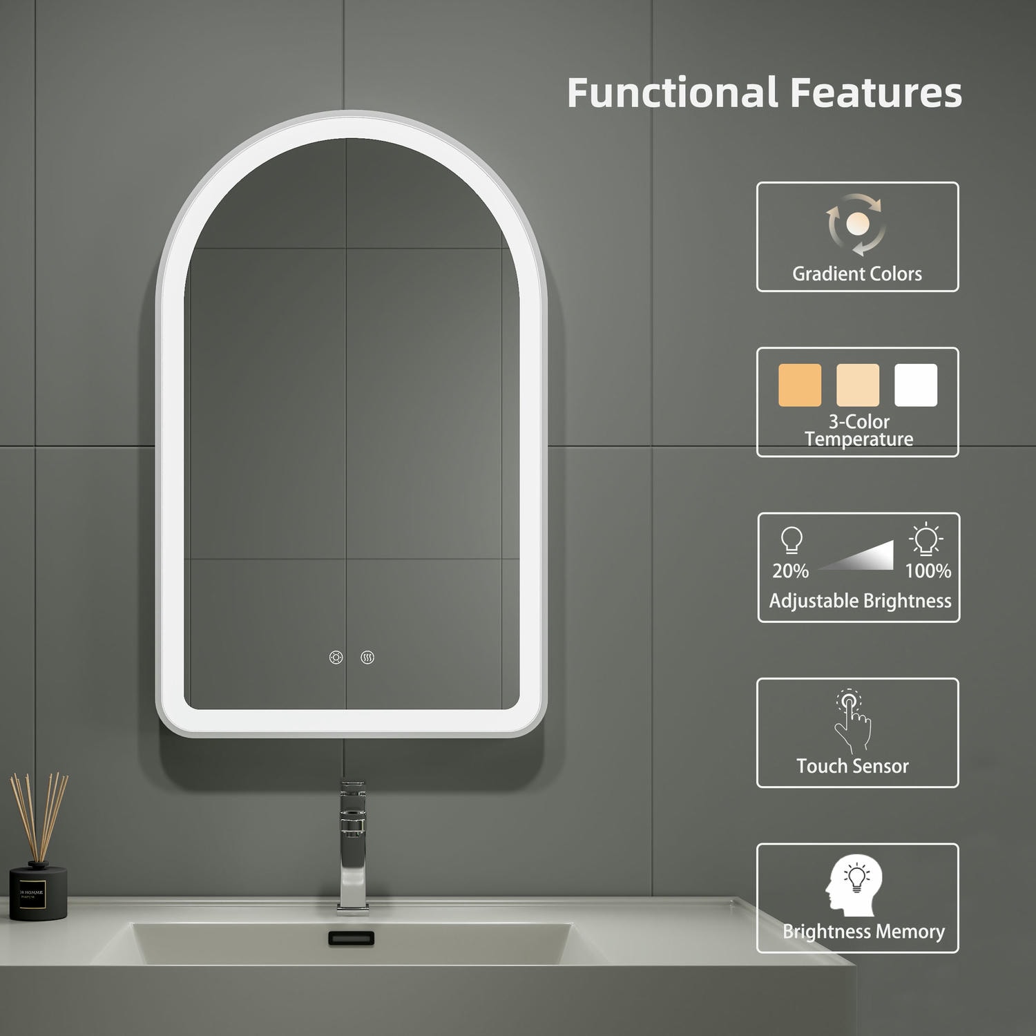 Arched LED Bathroom Mirror