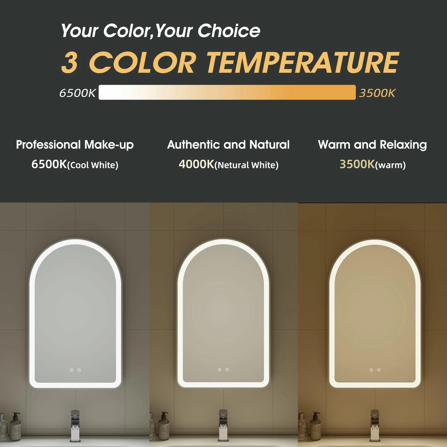 Gebogen badkamerspiegel