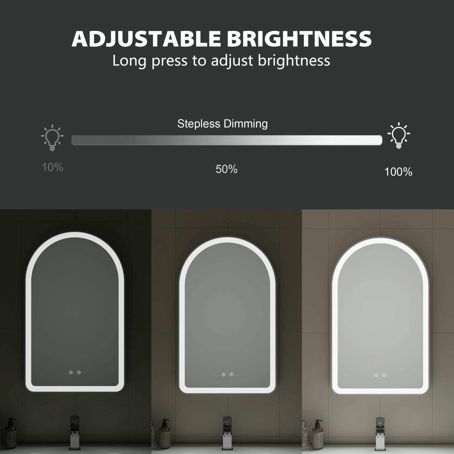 Gebogen badkamerspiegel