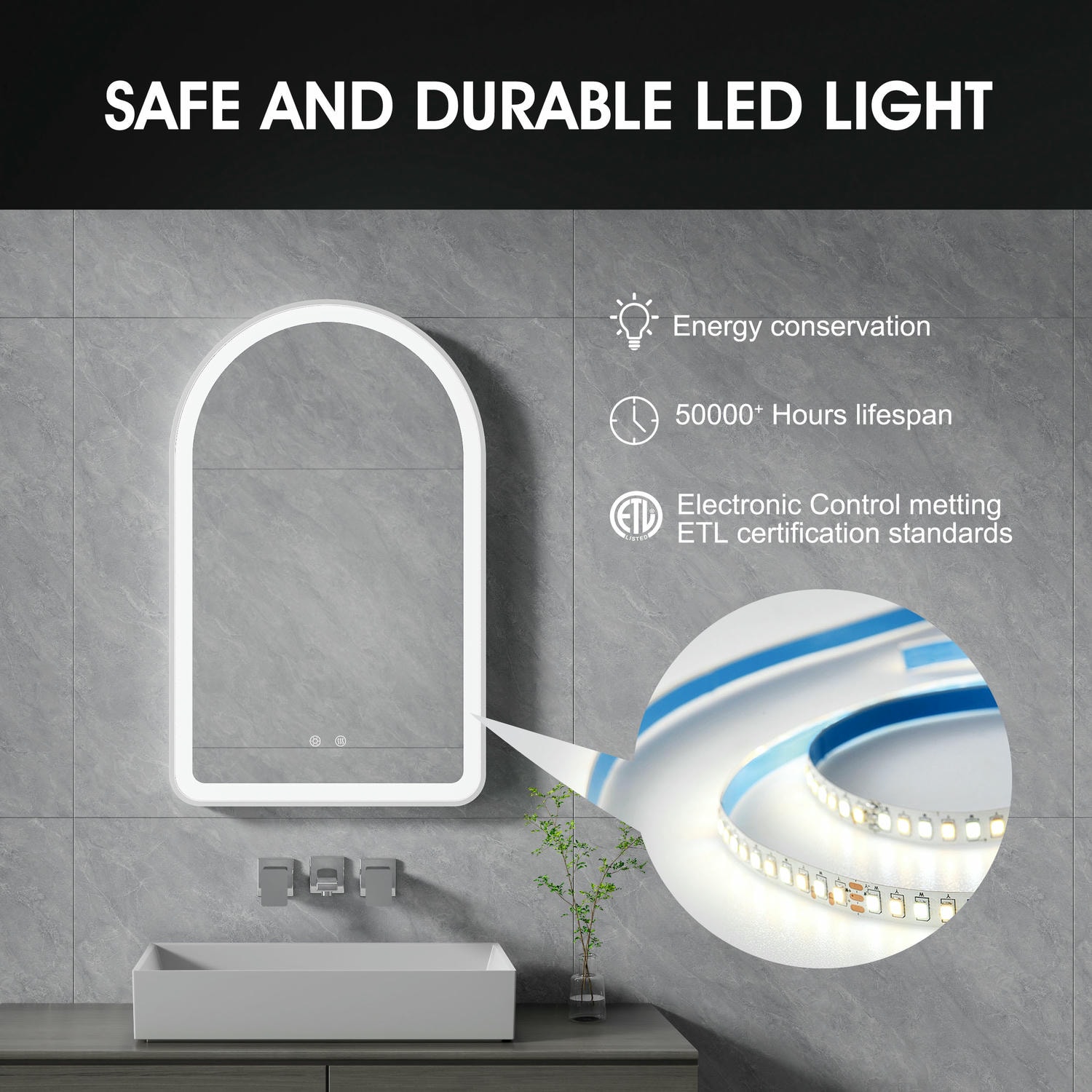 Arched LED Bathroom Mirror