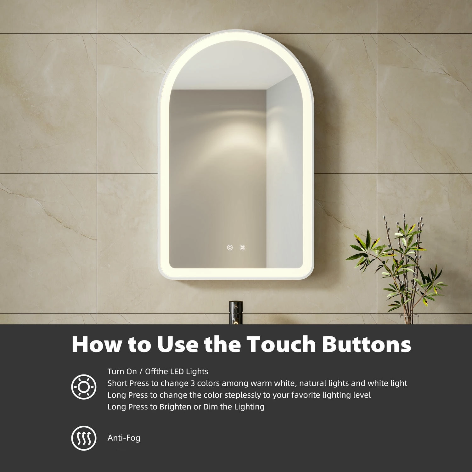 Gebogen badkamerspiegel