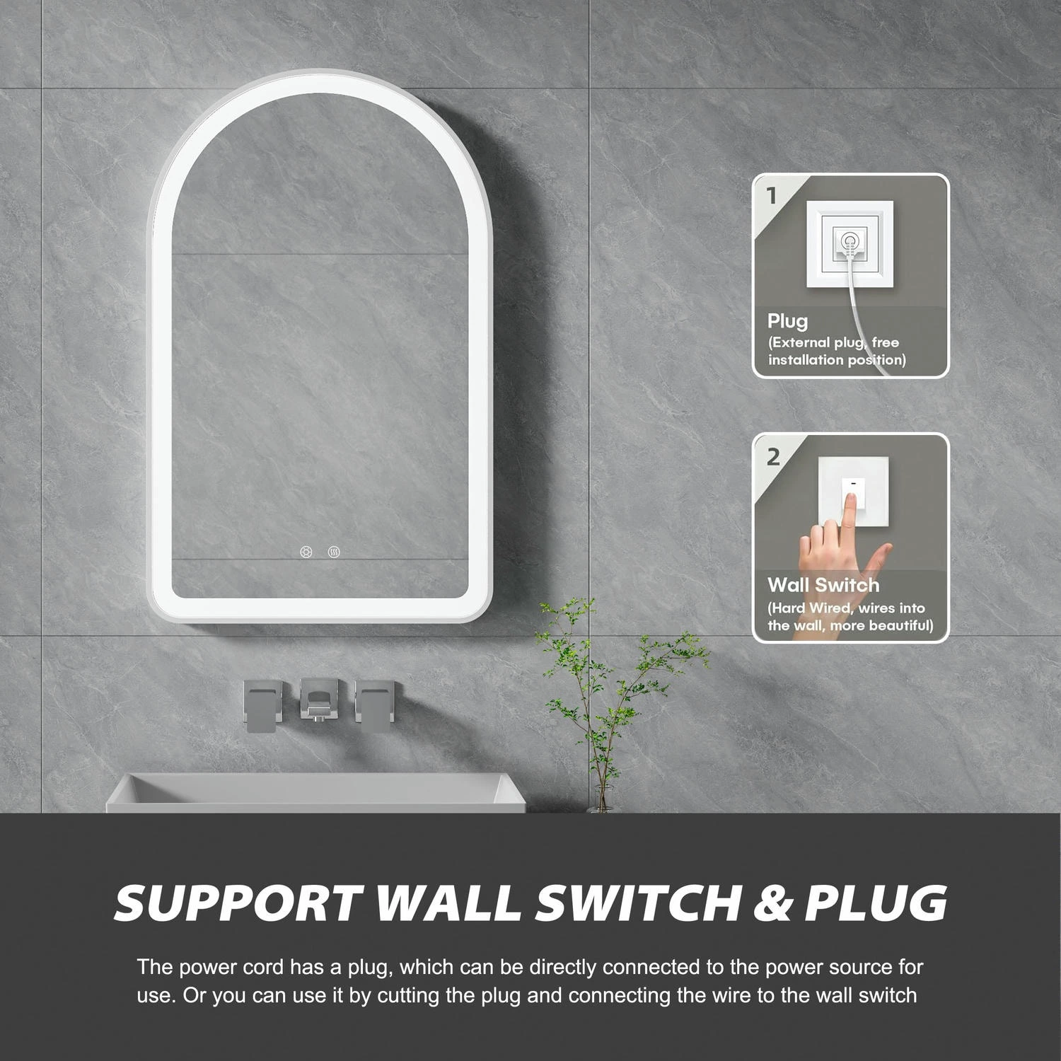 Gebogen badkamerspiegel