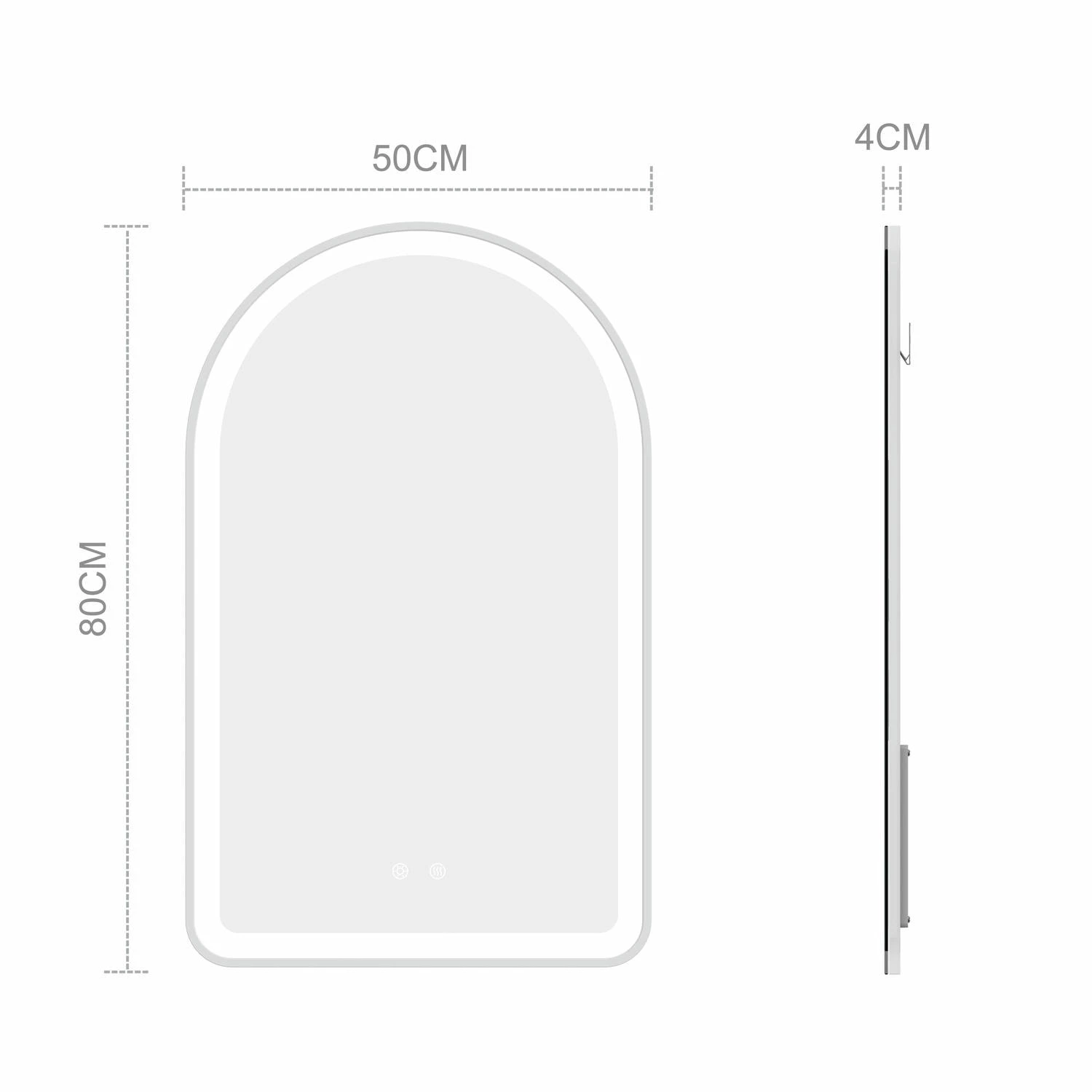 Gebogen badkamerspiegel