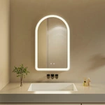 Miroir de salle de bain arqué à LED