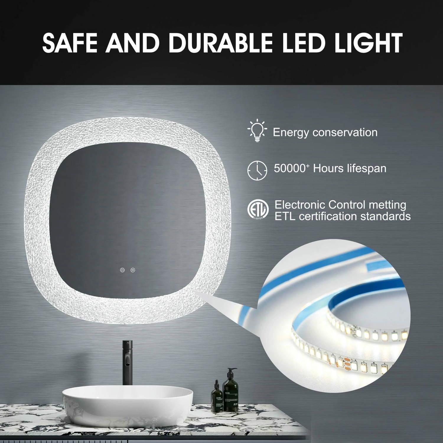 Anti-condens badkamerspiegel