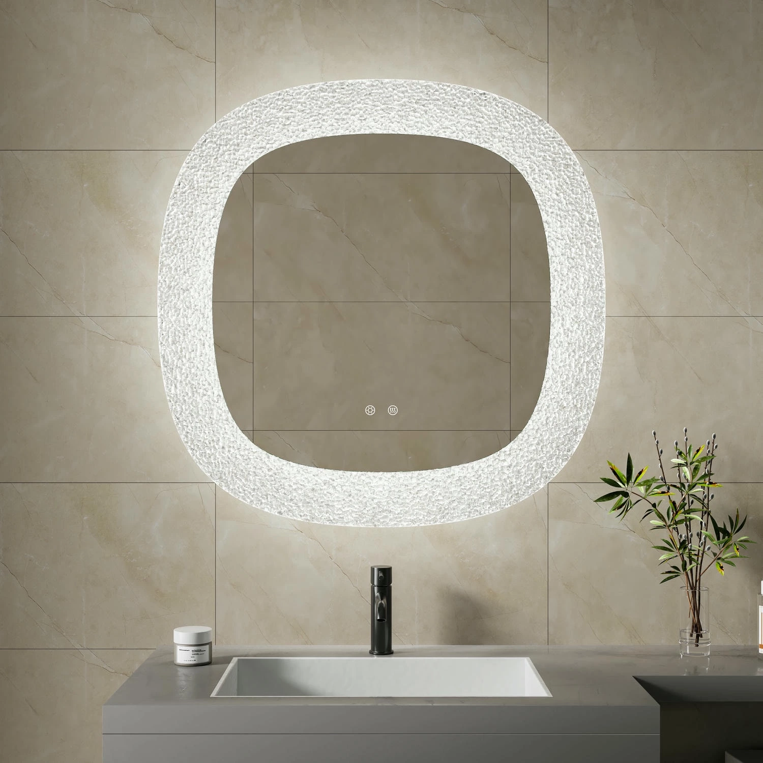 Onregelmatige LED-badkamerspiegel