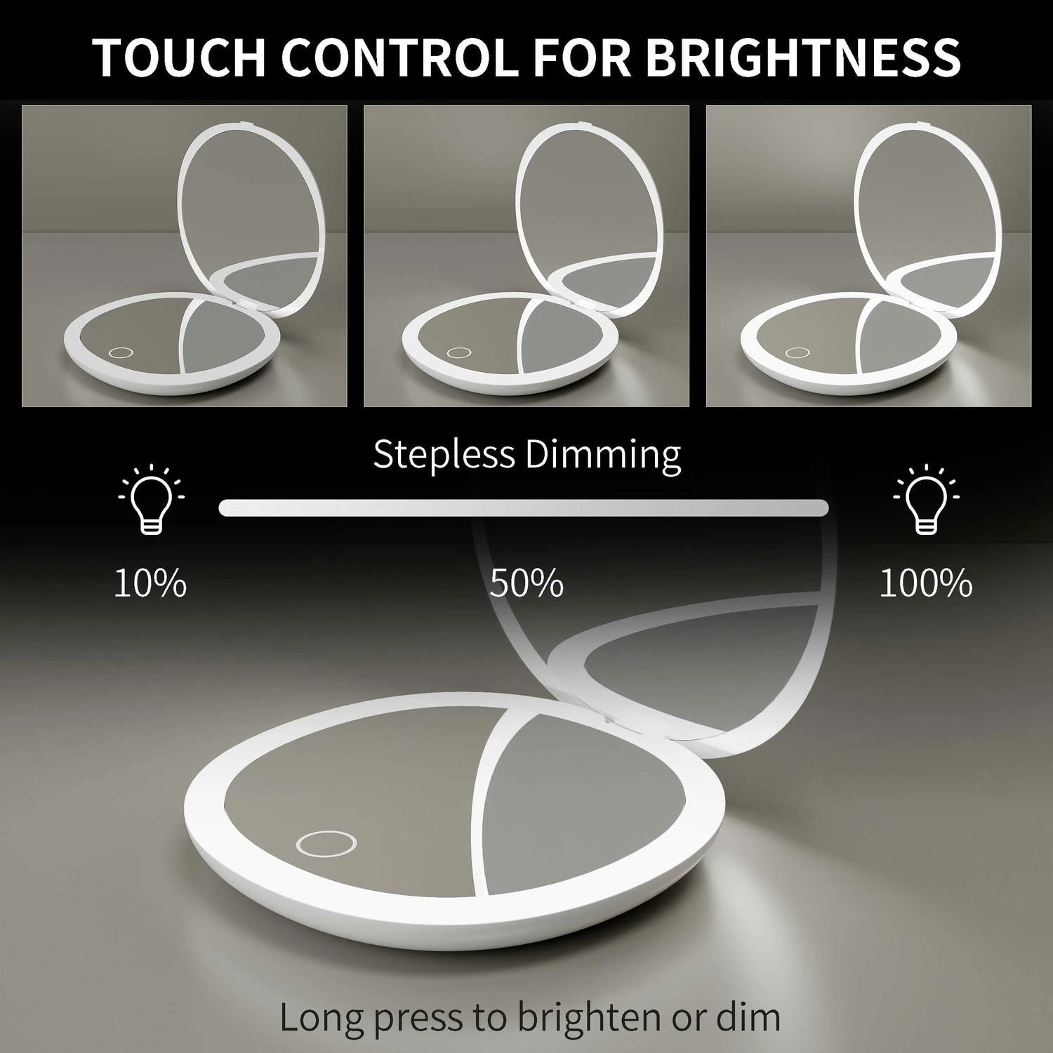 Oplaadbare compacte spiegel