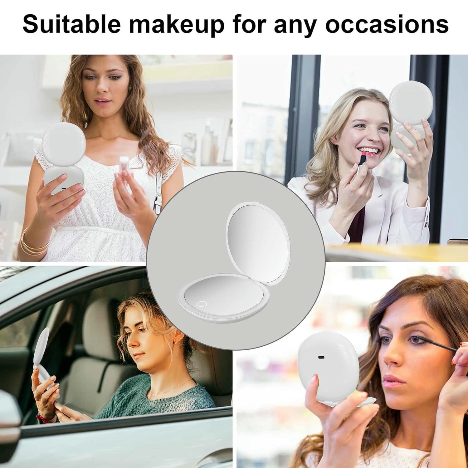 Oplaadbare compacte spiegel