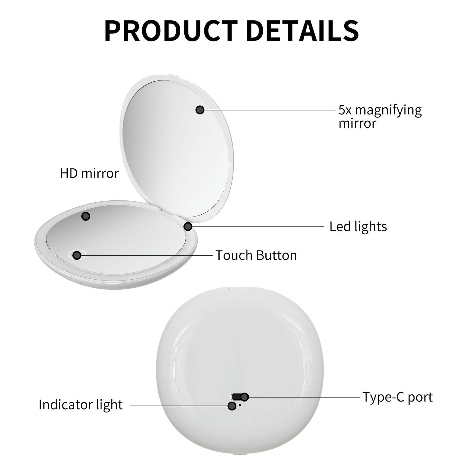 Rechargeable LED Pocket Mirror