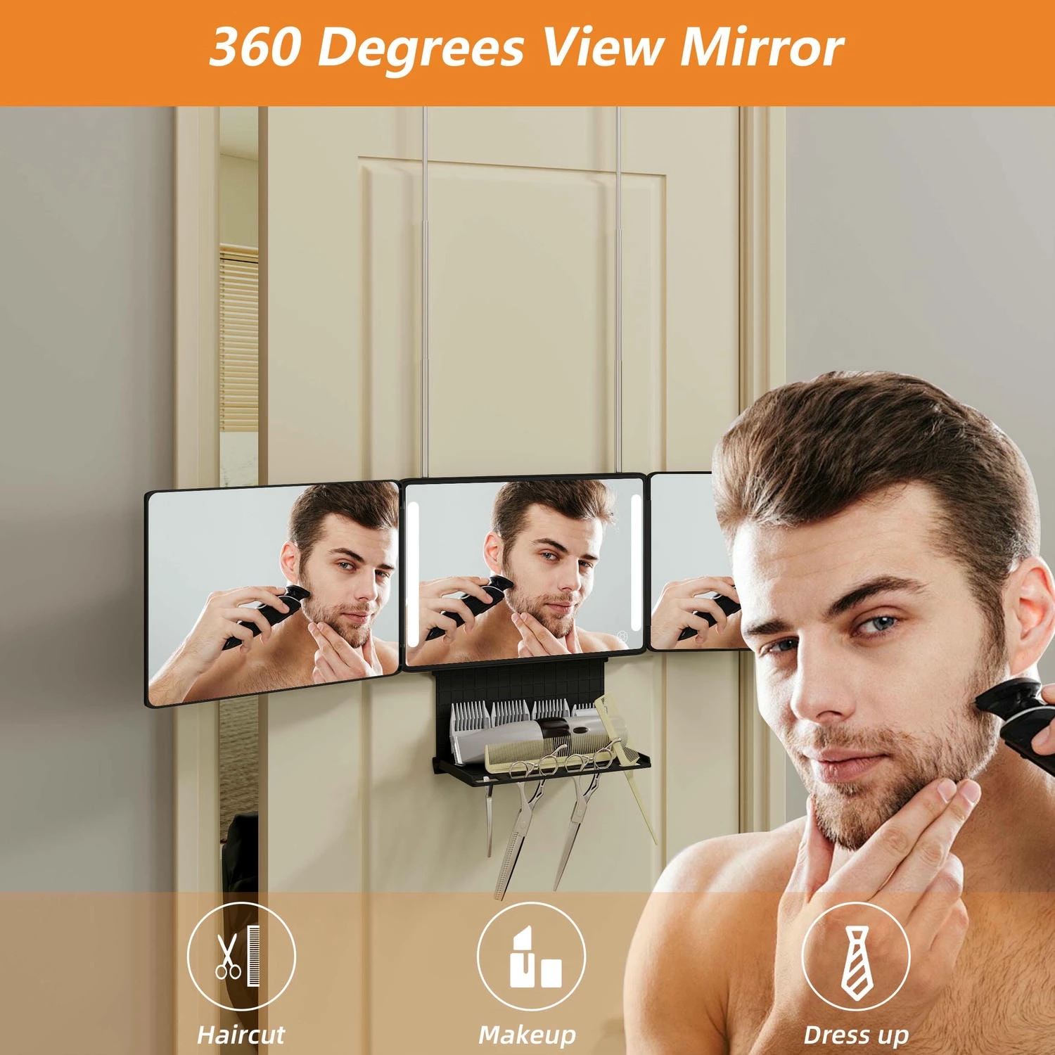 Miroir à 3 faces pour la coupe de cheveux