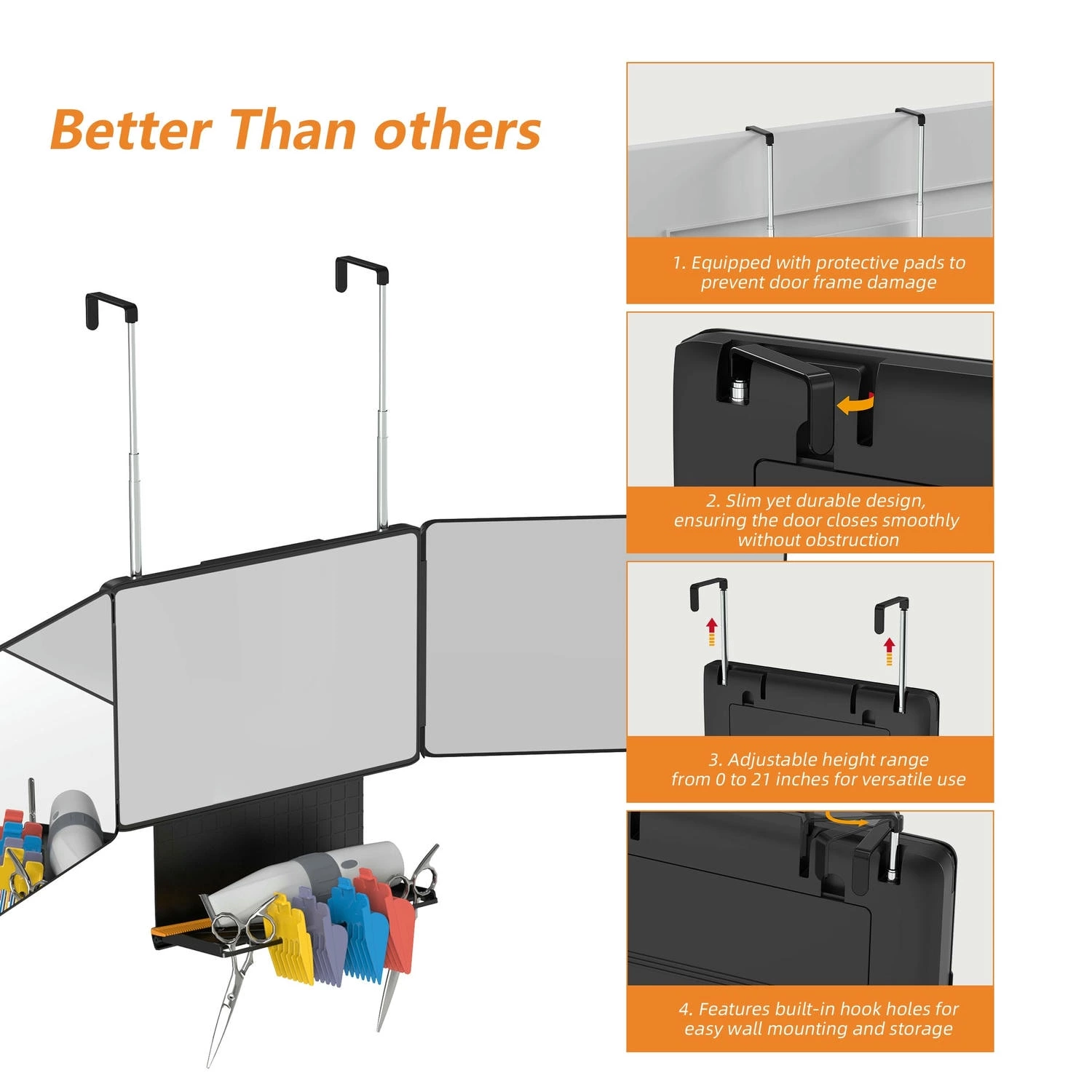 3-zijdige spiegel voor het knippen van haar