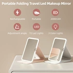 Miroir de maquillage de voyage portable à LED