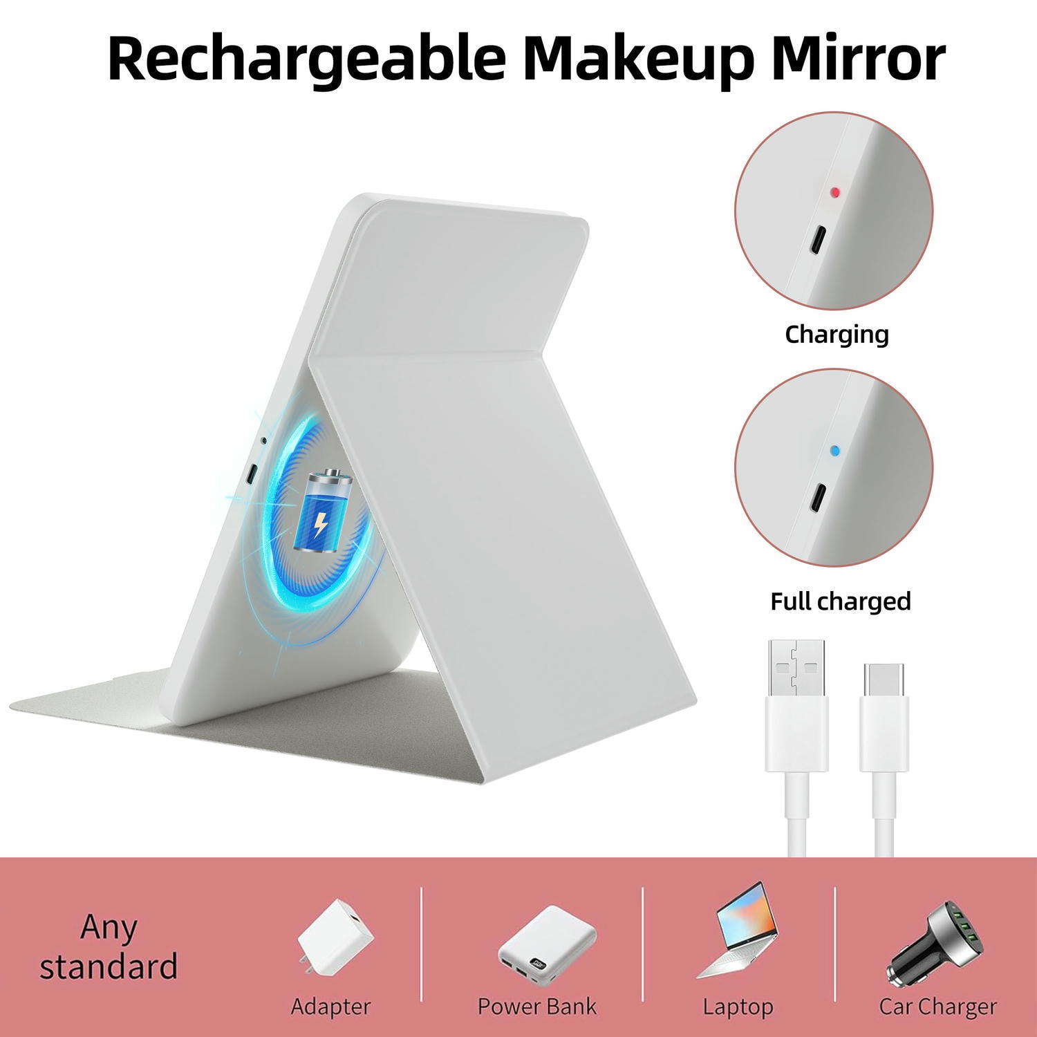 Portable LED Travel Makeup Mirror