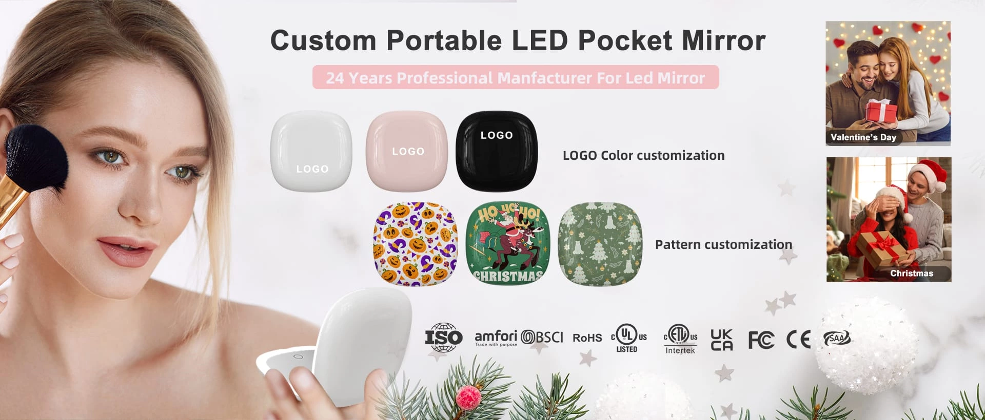 Dubbelzijdige compacte spiegel