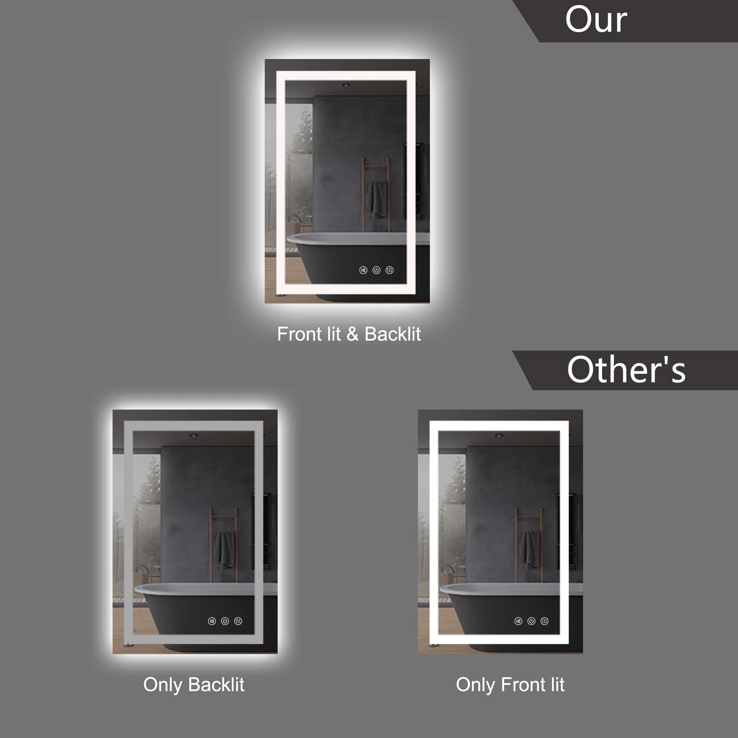 Rechthoekige frameloze badkamerspiegel