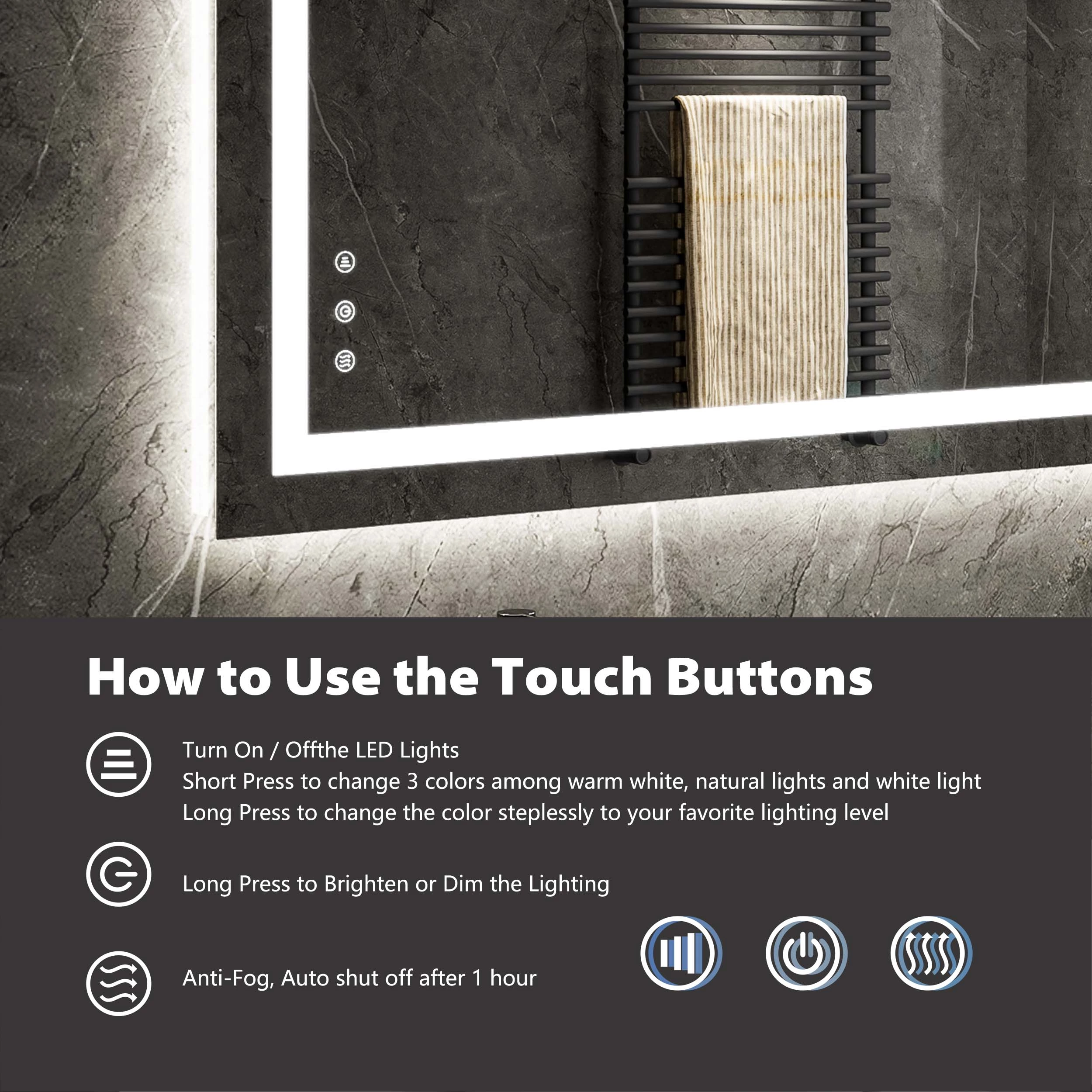 Rechthoekige frameloze badkamerspiegel