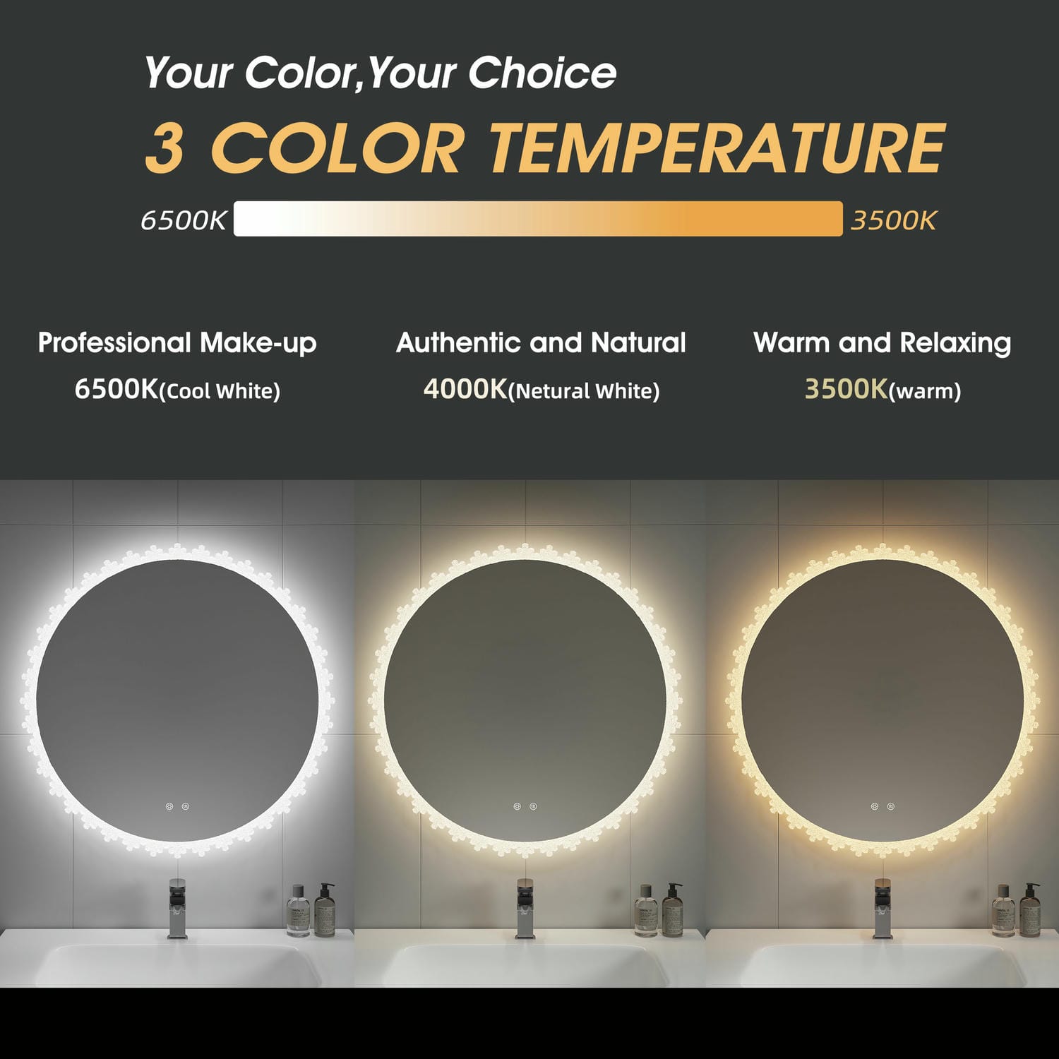 Round Irregular LED Bathroom Mirror