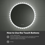 Miroir de salle de bain rond irrégulier à LED