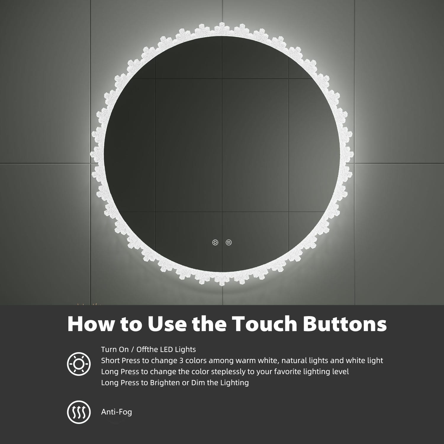 Round Irregular LED Bathroom Mirror