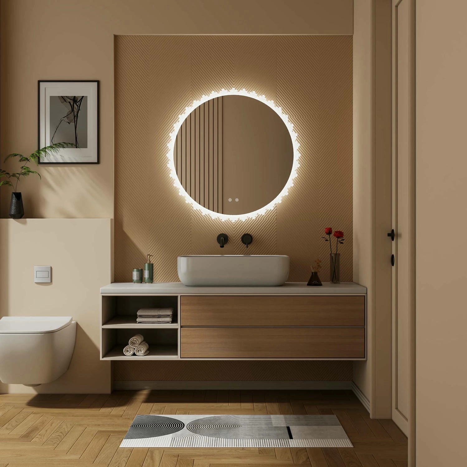 Verlichte badkamerspiegel