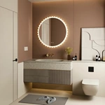 Miroir de salle de bain rond irrégulier à LED