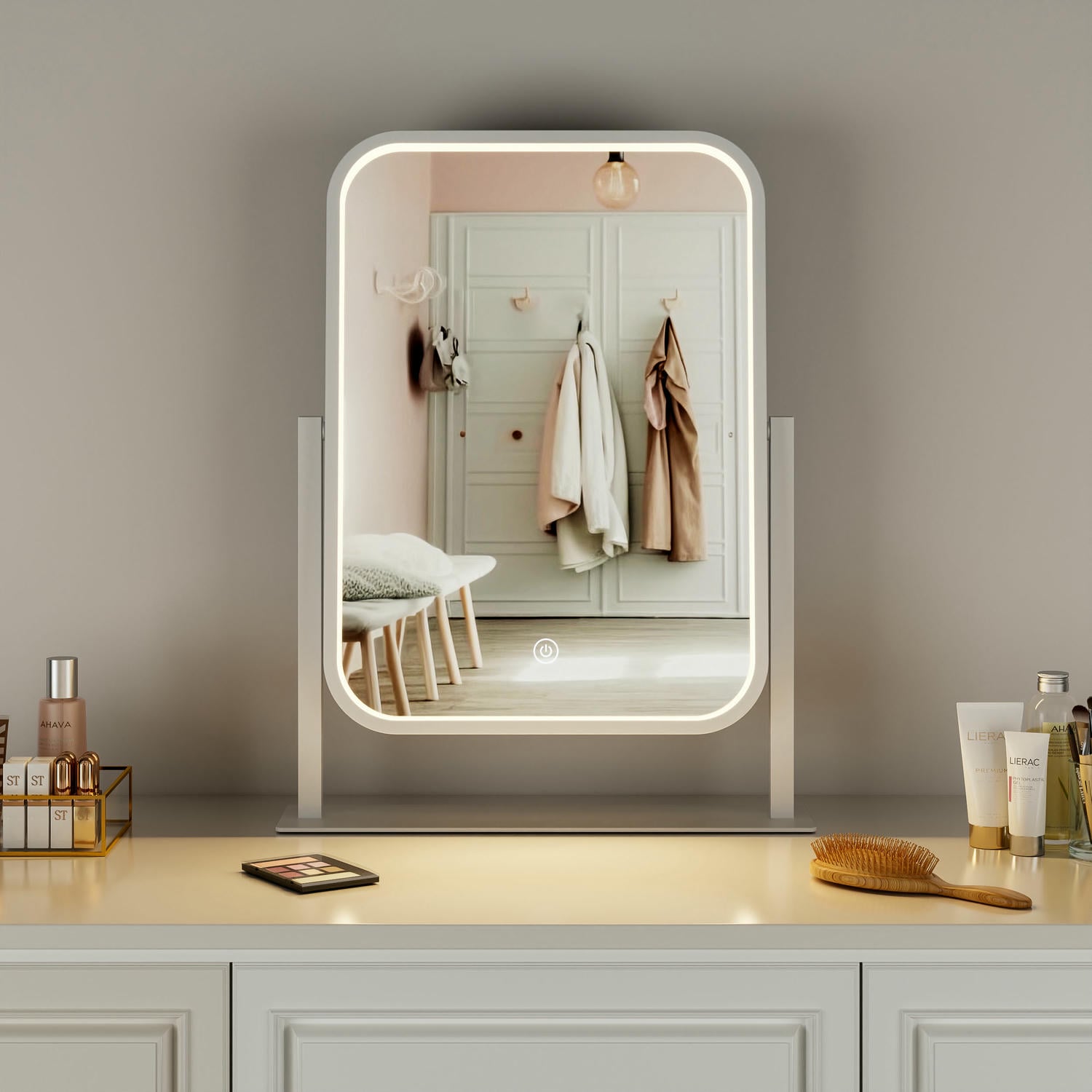 Led Desktop Vanity Mirror With Lights