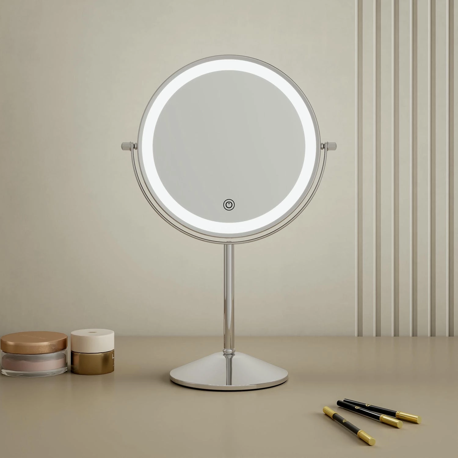 Dubbelzijdige LED-kaptafelspiegel