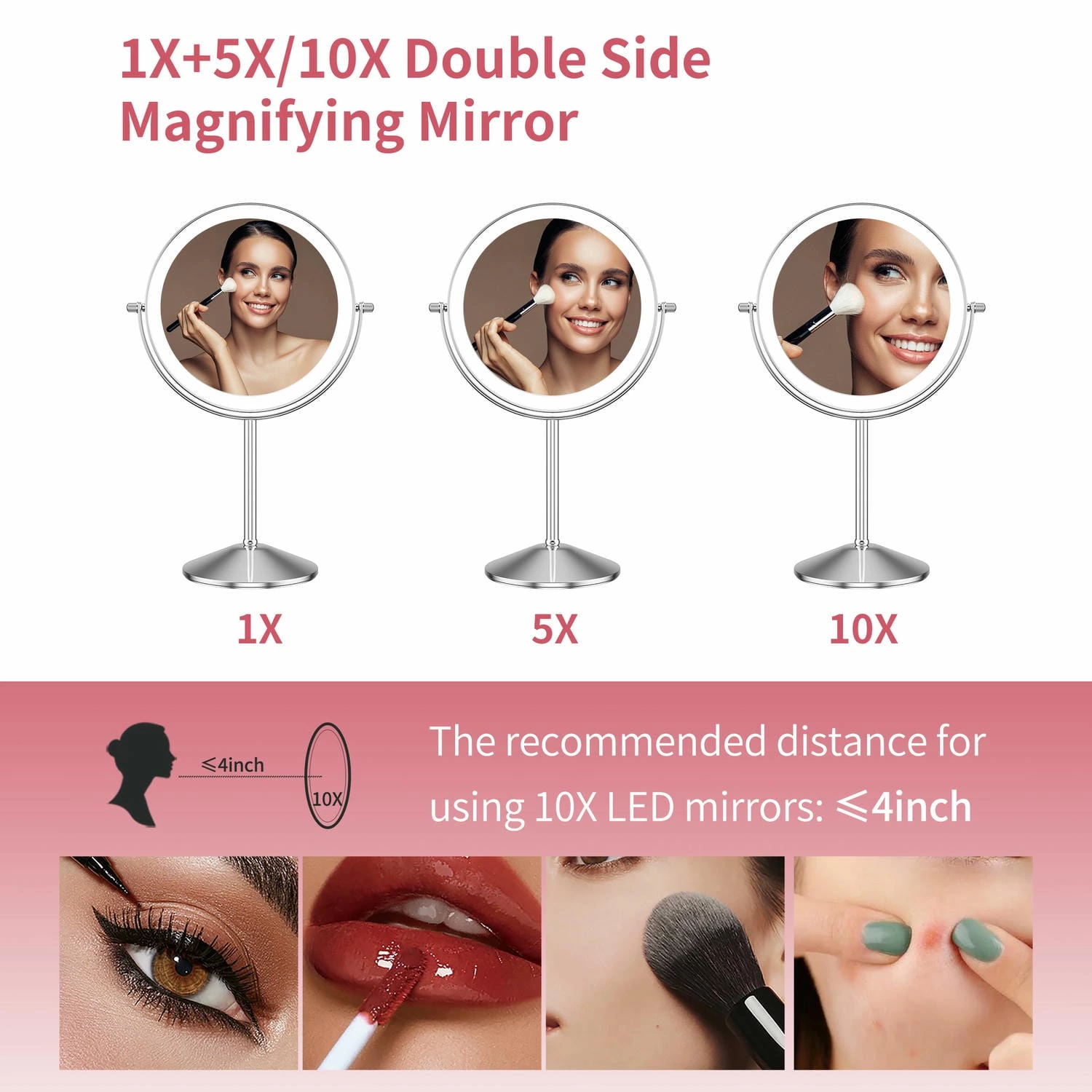 Make-upspiegel met verlichting 10x vergroting