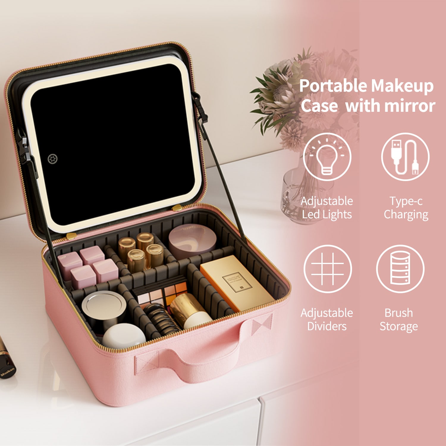 Makeup Bag With LED Mirror