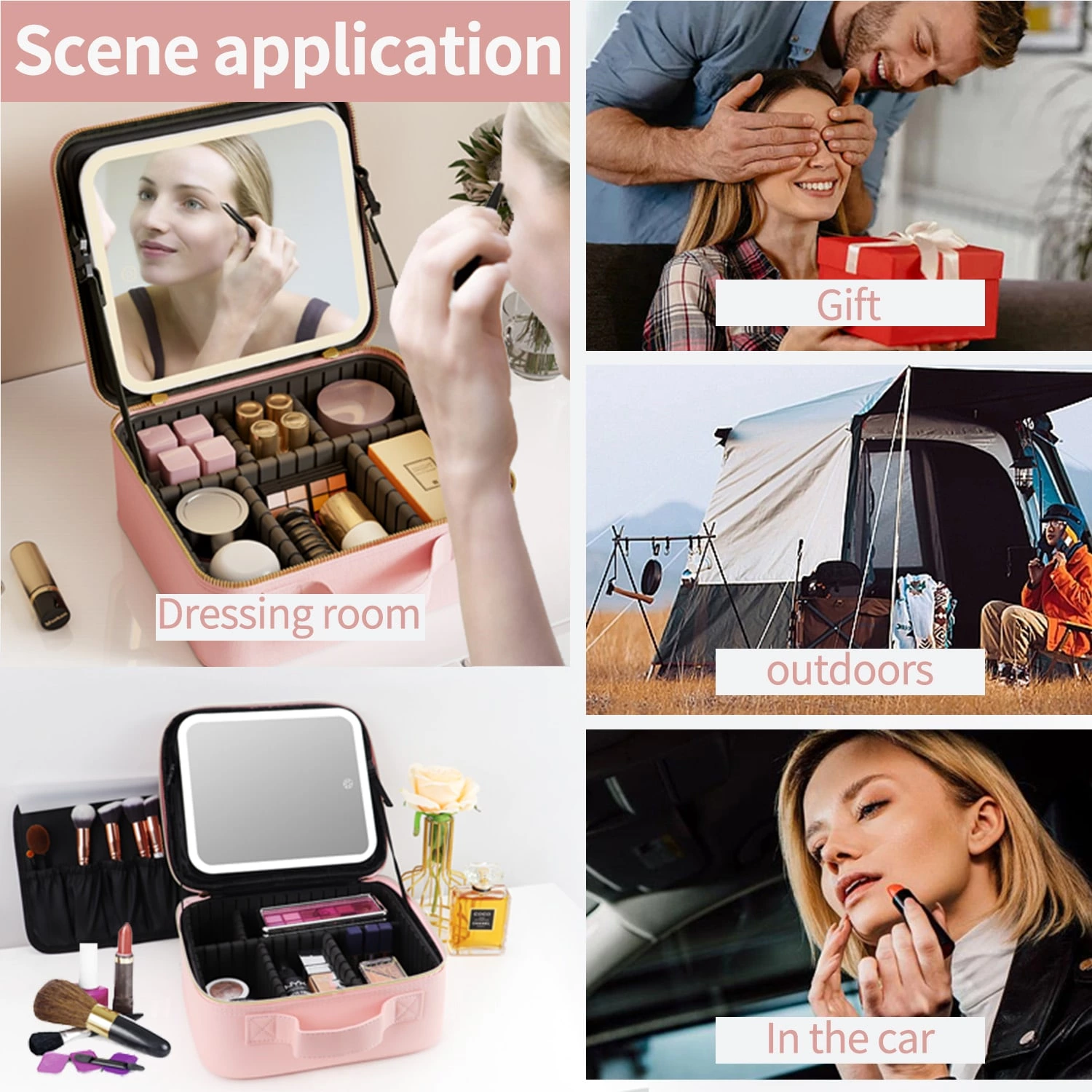 Trousse de maquillage avec miroir LED