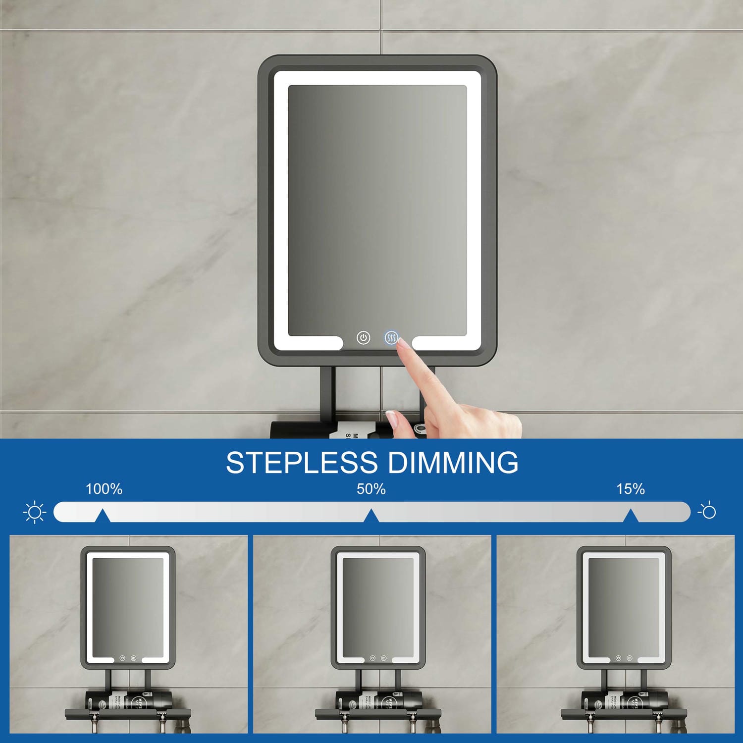 LED Heated Fogless Shaving Mirror