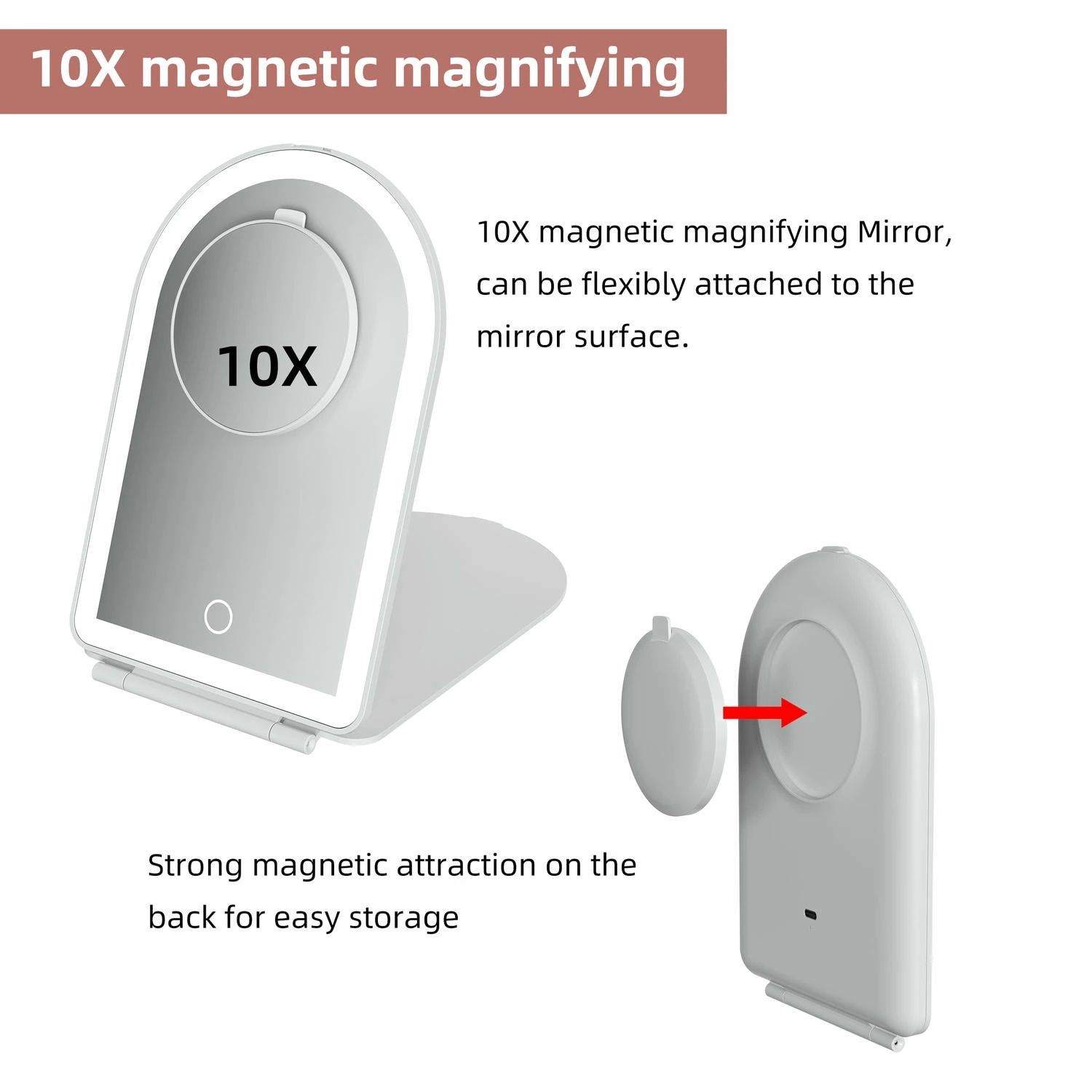 LED gebogen opvouwbare reisspiegel