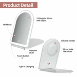 Miroir de voyage pliable arqué à LED