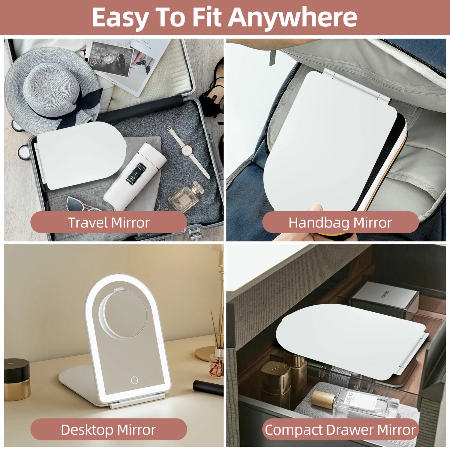 Oplaadbare make-upspiegel