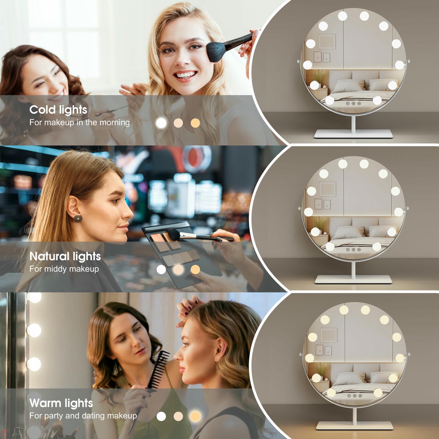 Round Hollywood Vanity Mirror
