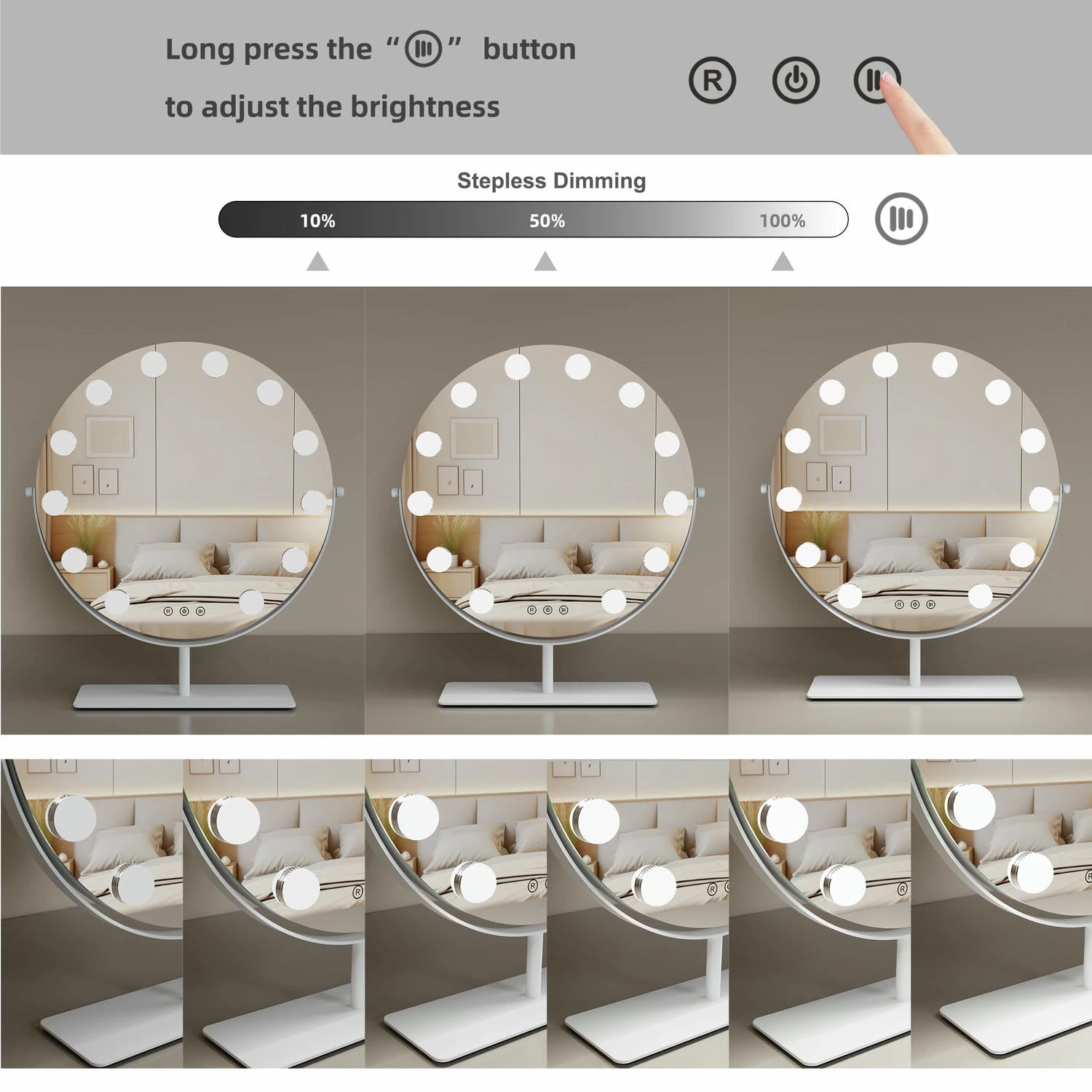 Ronde Hollywood kaptafelspiegel