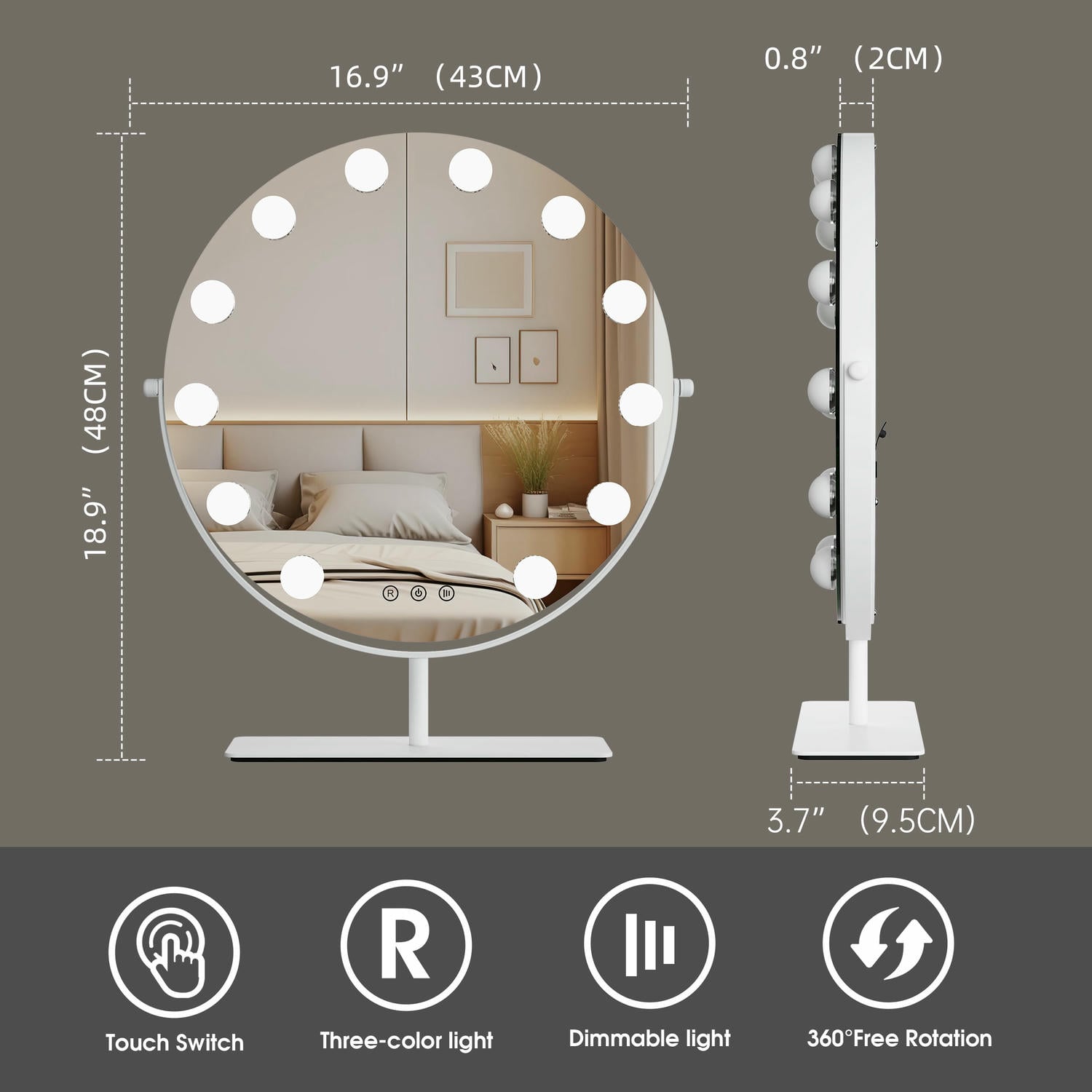 Round Hollywood Vanity Mirror