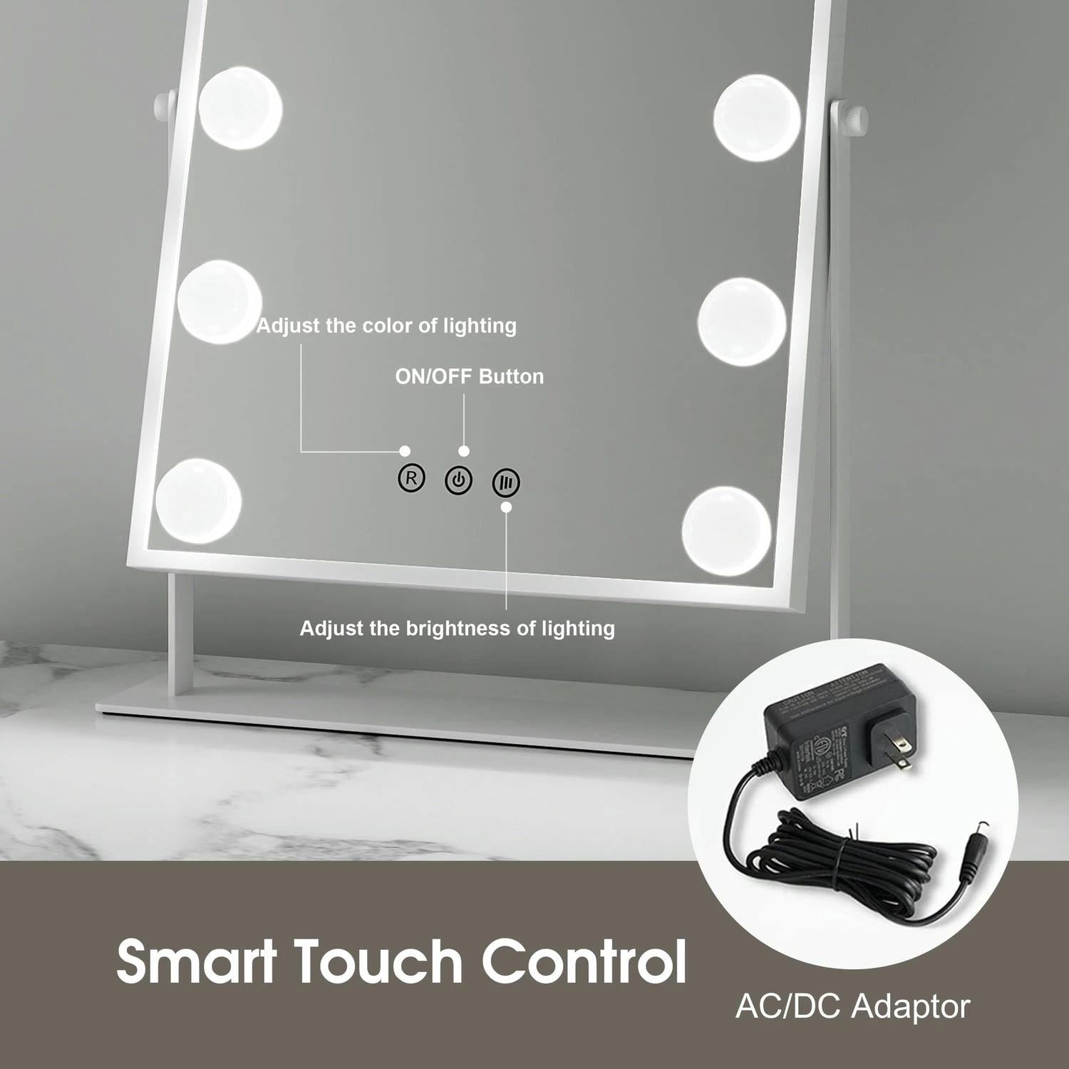 Miroir de coiffeuse Hollywood avec lumières