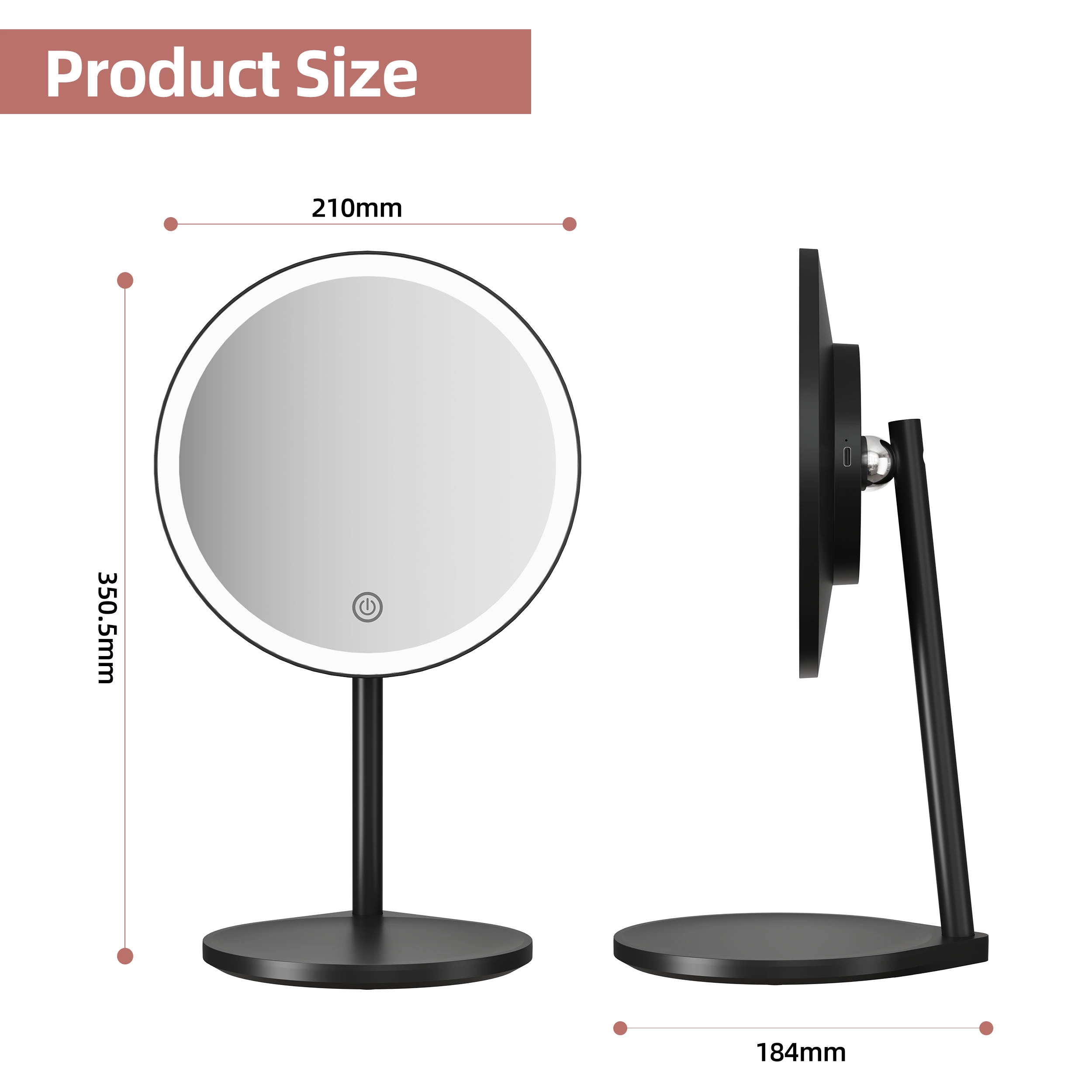 Miroir de courtoisie à LED