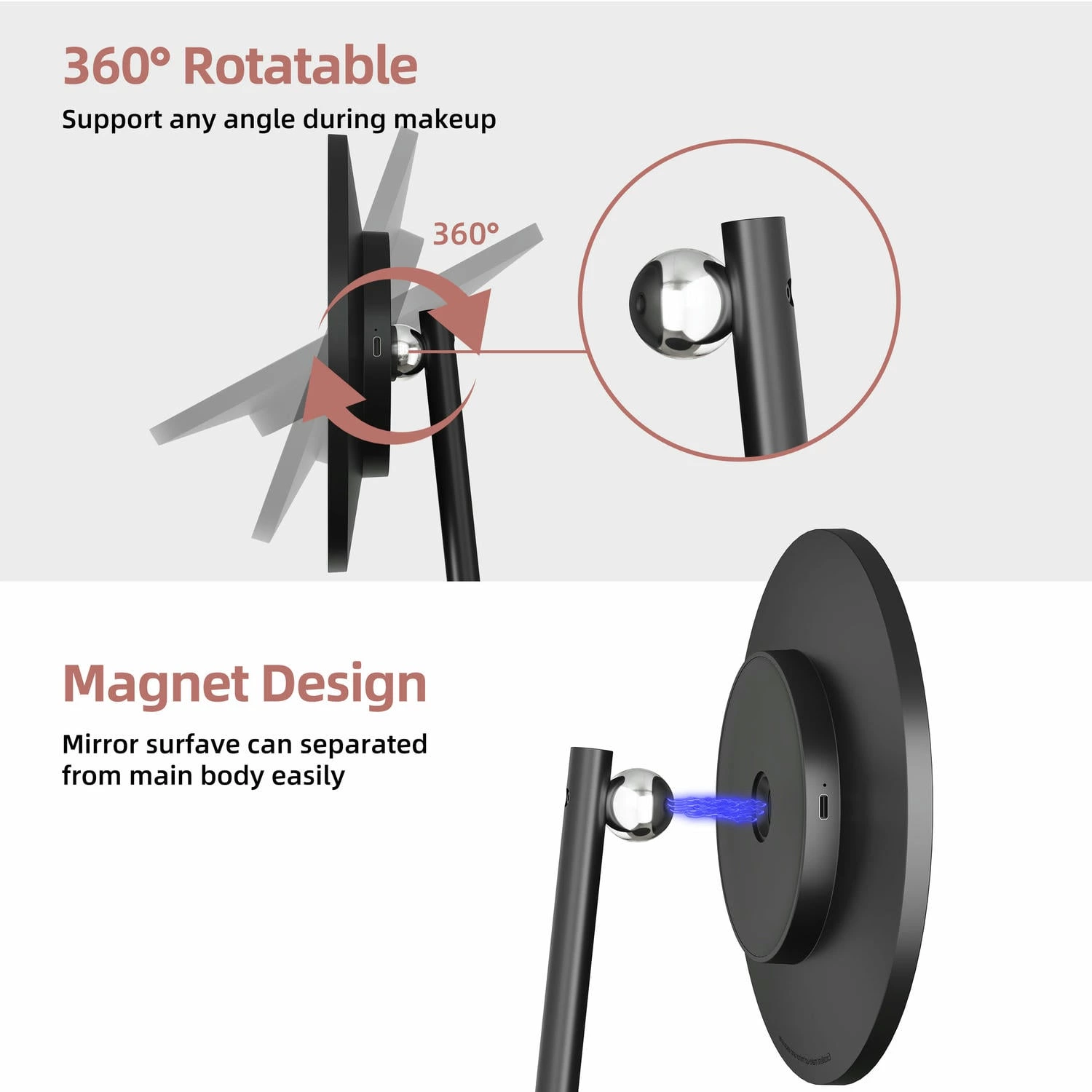 Kaptafelspiegel met led-verlichting