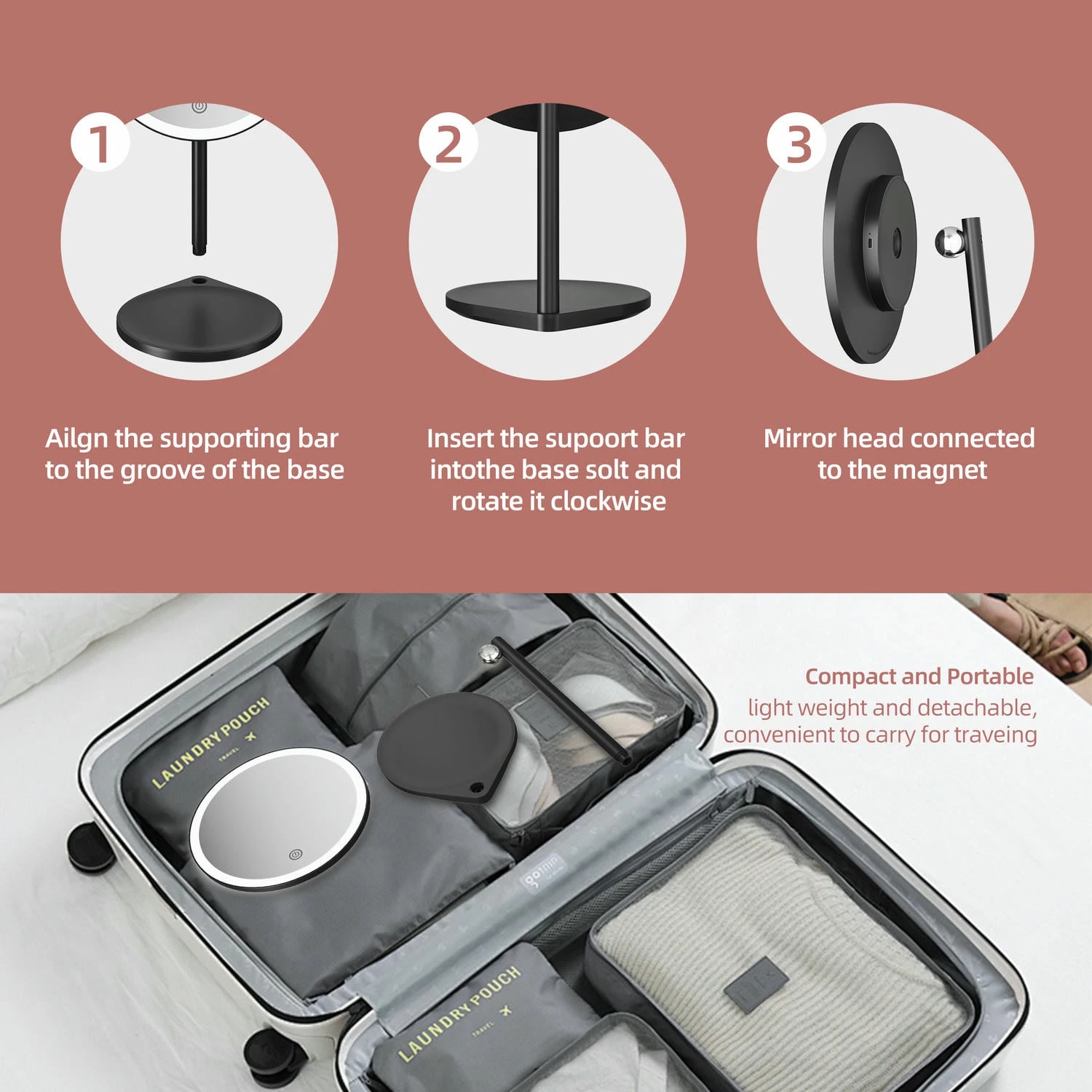 Kaptafelspiegel met led-verlichting