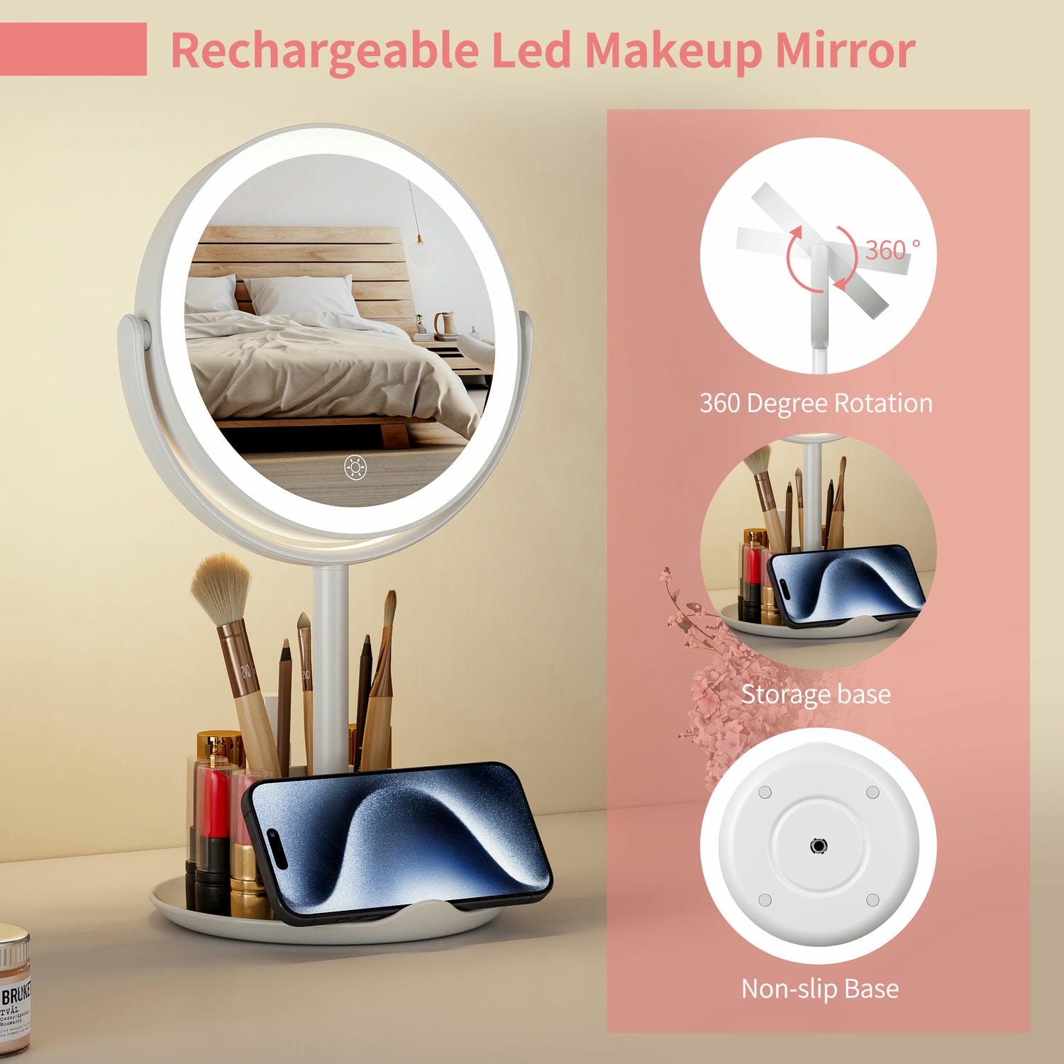 Led Vanity Mirror With Storage