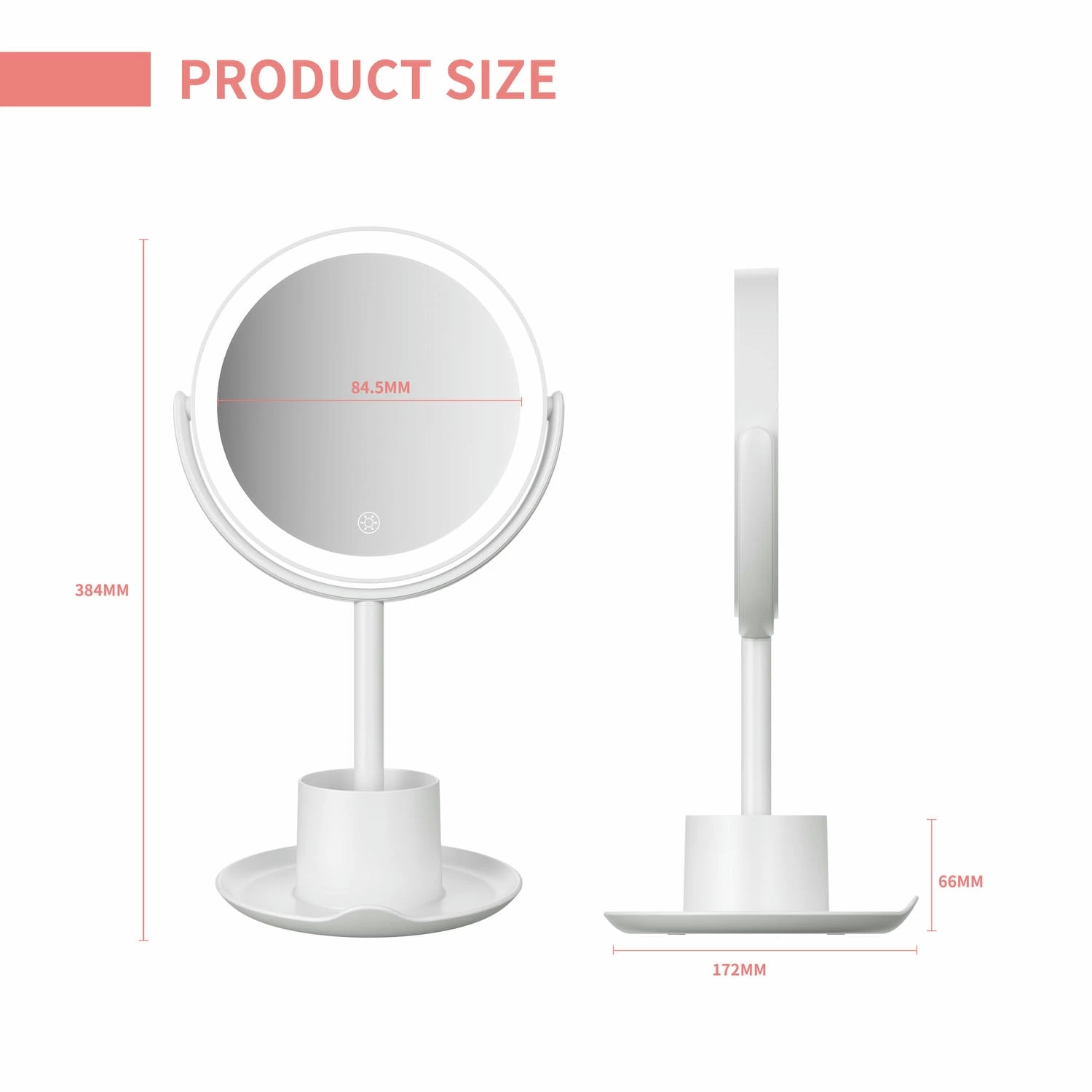 Opbergruimte voor make-upspiegels