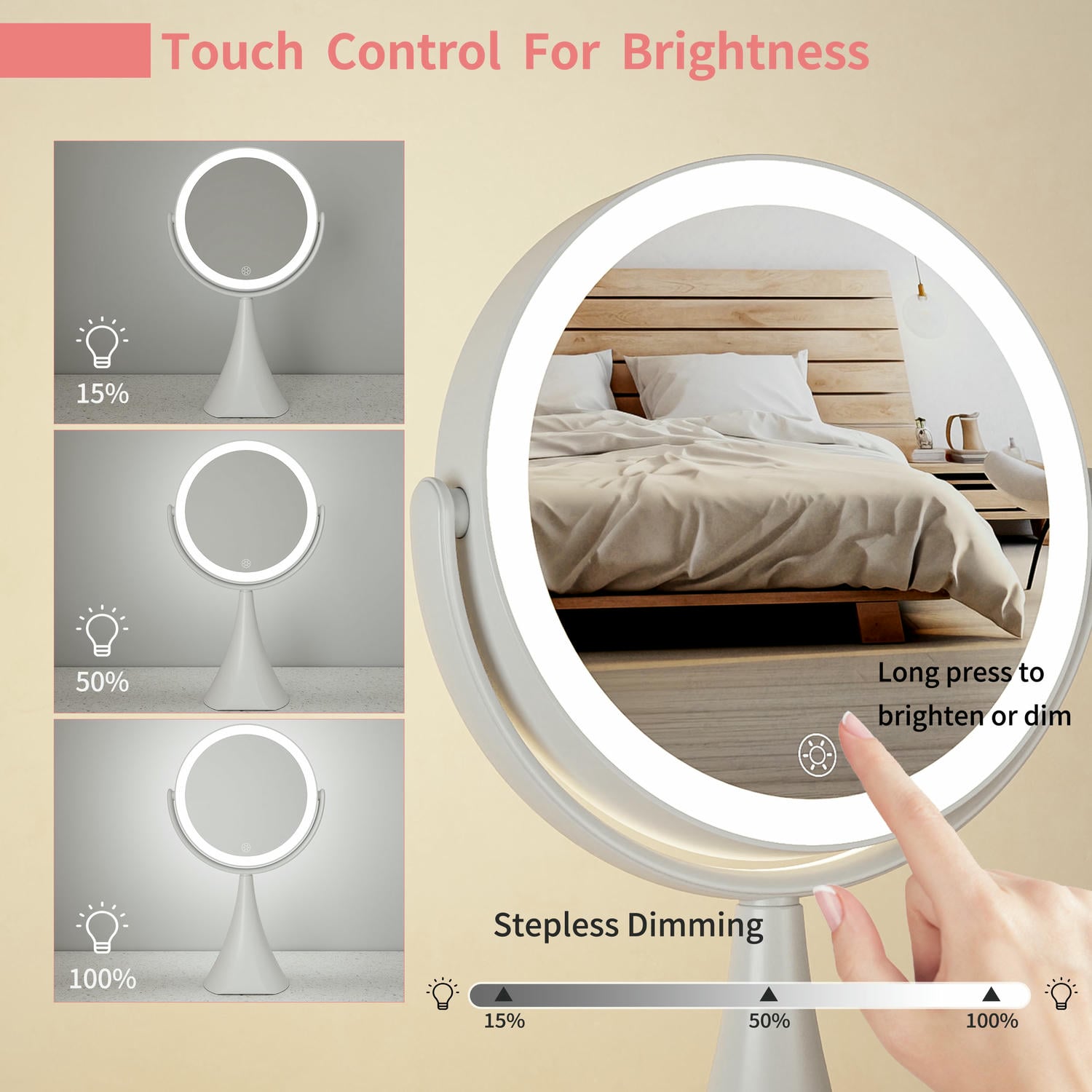 Round Desktop Led Vanity Mirror